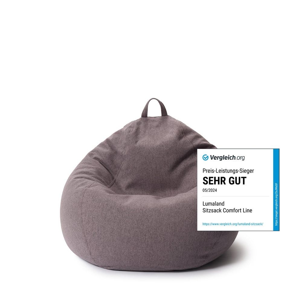 Lumaland Sitzsack LUMALAND Comfort Line Sitzsack M, 120 L - bequemer Indoor Sofa Sessel, Pouf separat erhältlich - Bean Bag mit Füllung - XXL Lounge Sitzkissen