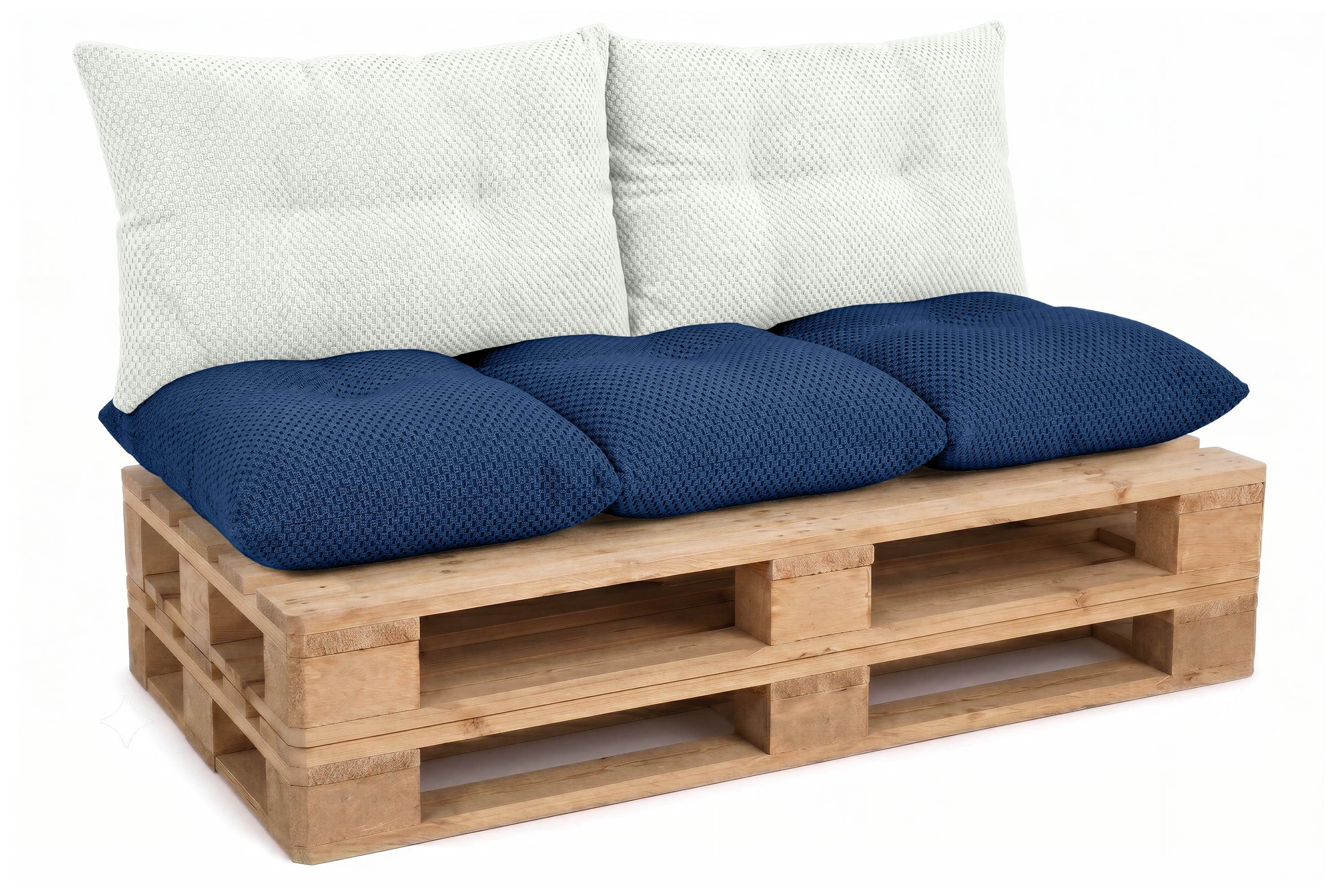 Amilian Palettenkissen Sitzkissen 120x60 cm + 2x Kissen 40x60 cm, 3-teiliges Set Inklusive Füllung für Europaletten Balkon Terrasse
