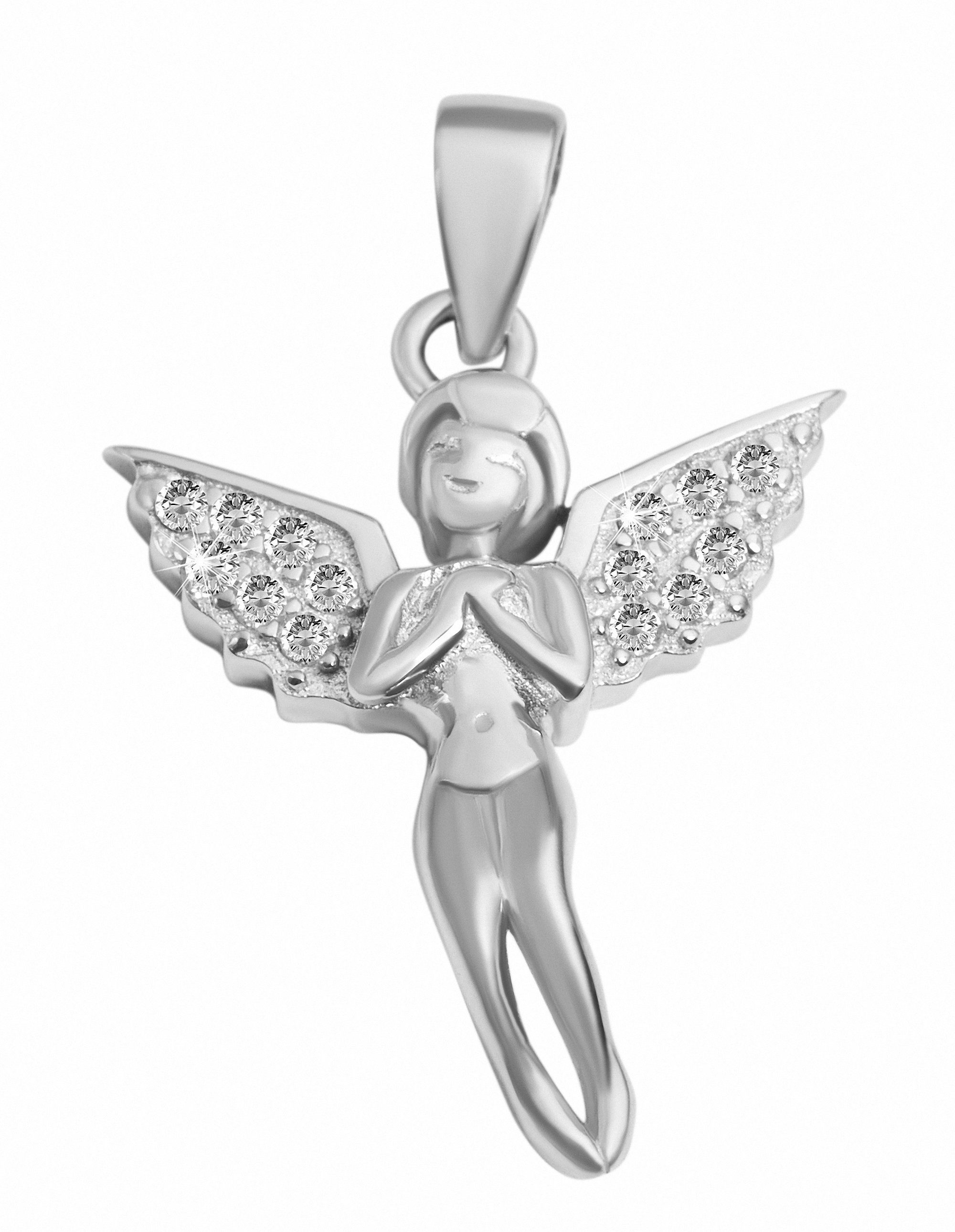 Anhänger mit Trendiger Kettenanhänger 925 Schmuck Adelia´s Zirkonia, aus Silber Engel moderner