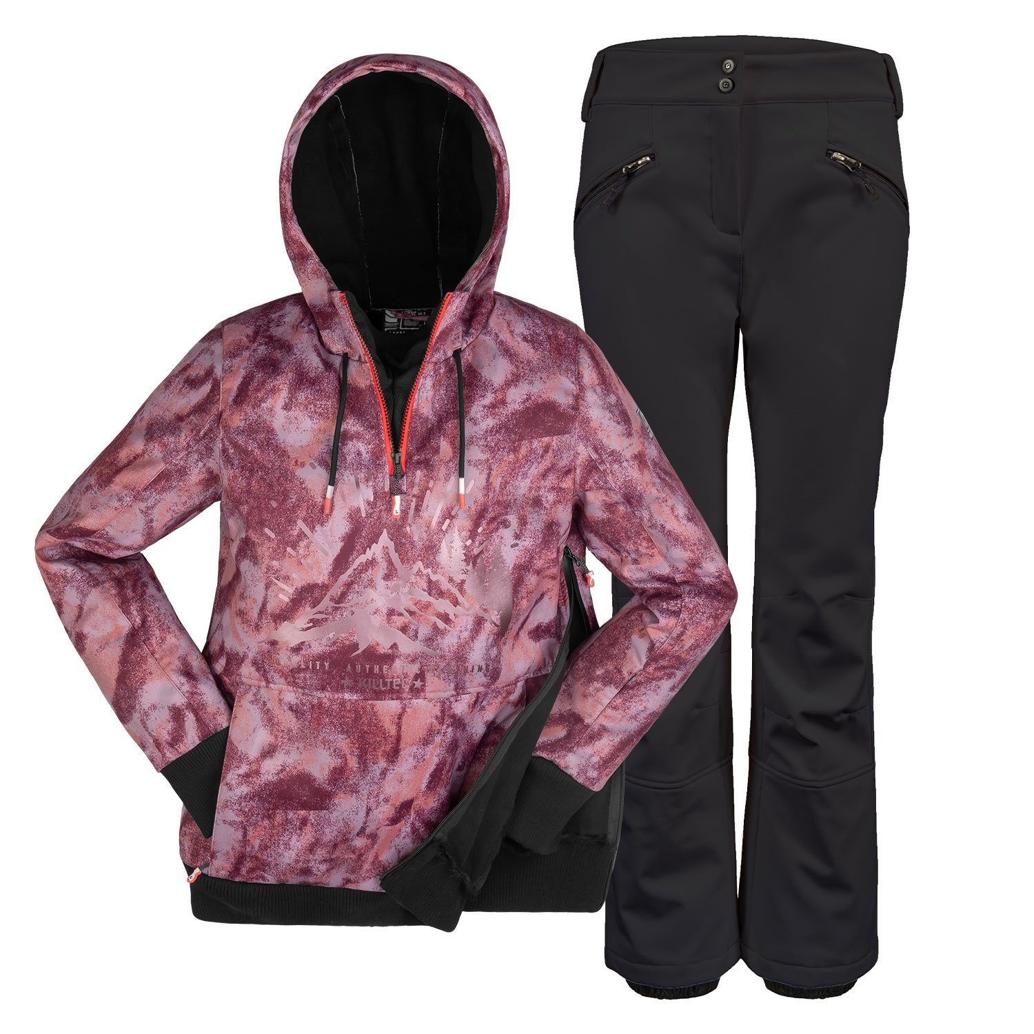Killtec Skianzug Hoodie Kombination von Damen Wanderbekleidung Hosen pflaume/schwarz für Killtec Alpine