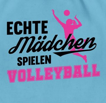Shirtracer Turnbeutel Echte Mädchen spielen Volleyball schwarz / fuchsia, Volleyball Geschenke