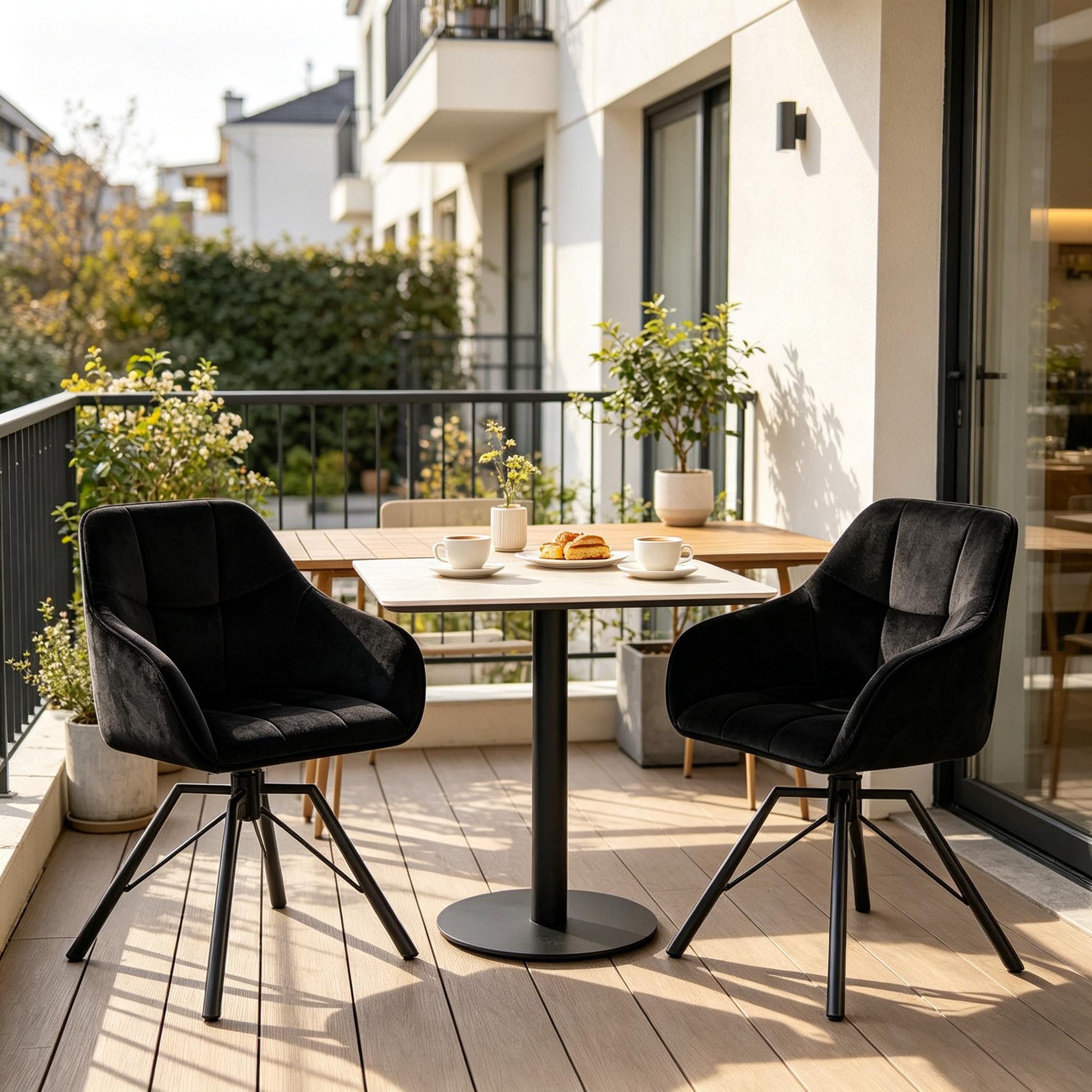 Odikalo Esszimmerstuhl Esszimmerstühle Polsterstuhl Gartenstühle Freizeitstuhl mit Rotation (360° Schwenksitz ohne Rollen für mehr Sicherheit Breiter Samtsitz mit elastischer Schaumstoffpolsterung Ergonomische Rückenlehne mit Lendenwirbelunterstützung (nur 2PCS Stühle)