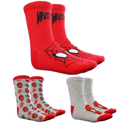MARVEL Freizeitsocken Spiderman Kinder Socken im 3er Pack Gr. 23 bis 34