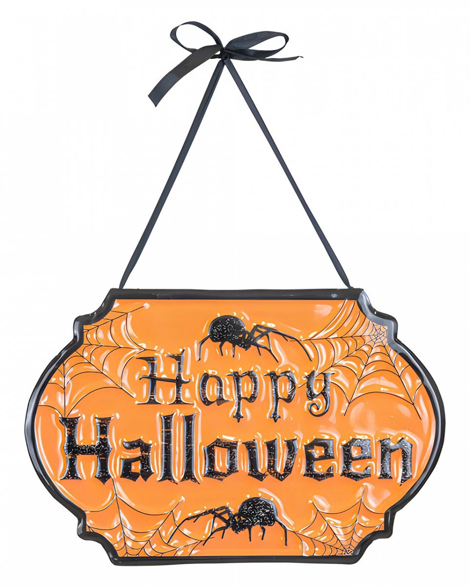Horror-Shop Hängedekoration Happy Halloween Metallschild als Halloween Deko 25 | Dekohänger