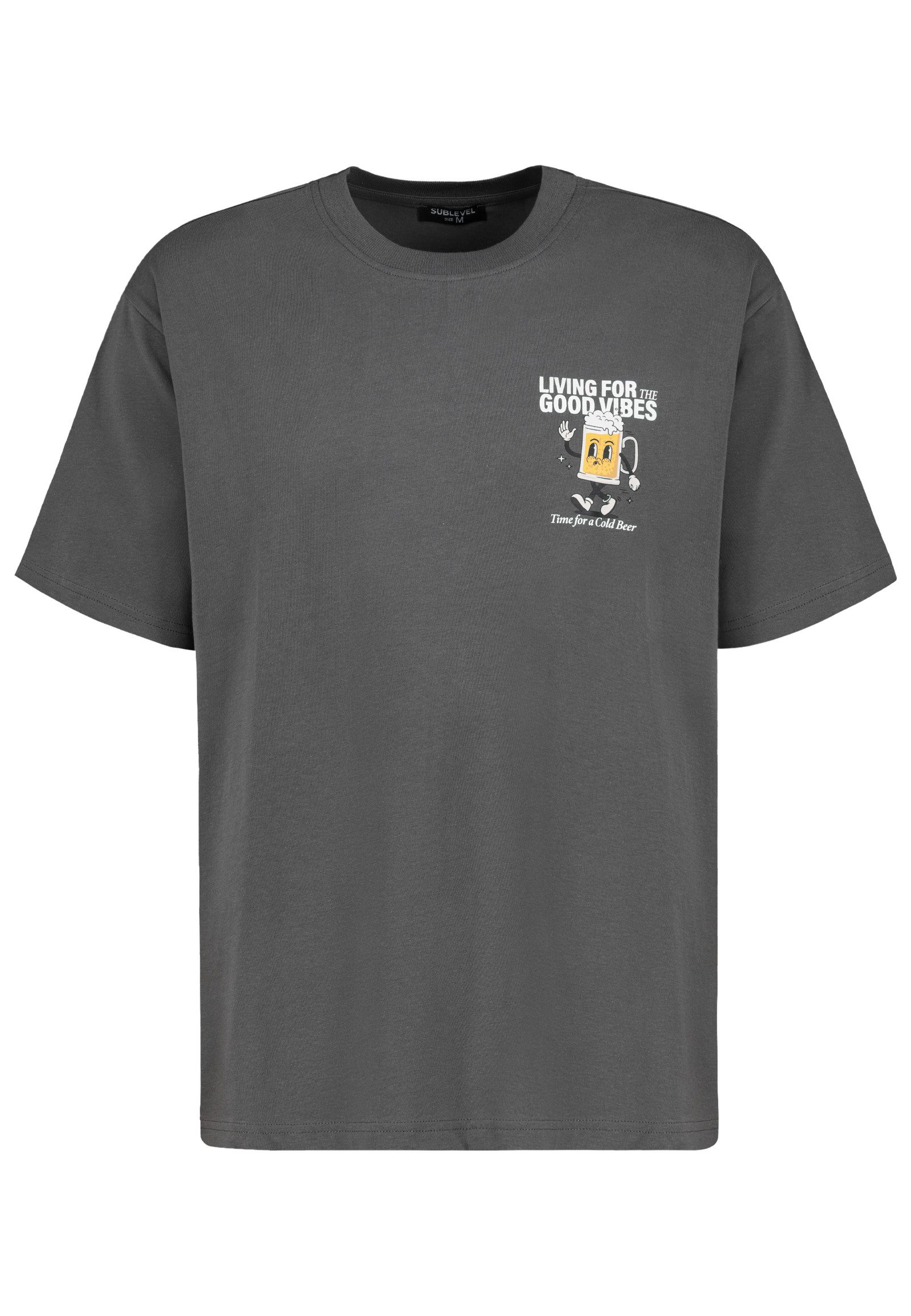 SUBLEVEL T-Shirt Lässiges T-Shirt mit witzigem für Herren (1-tlg) Baumwolle Loose Fit Rundhals Kurzarm Spruch atmungsaktiv