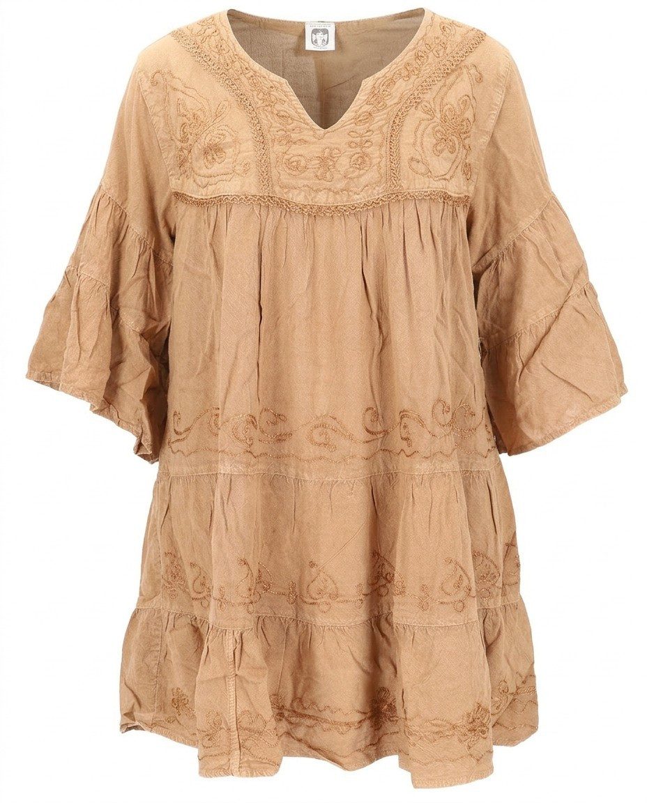 Guru-Shop Longbluse Bestickte indische Boho Bluse mit weiten.. alternative Bekleidung