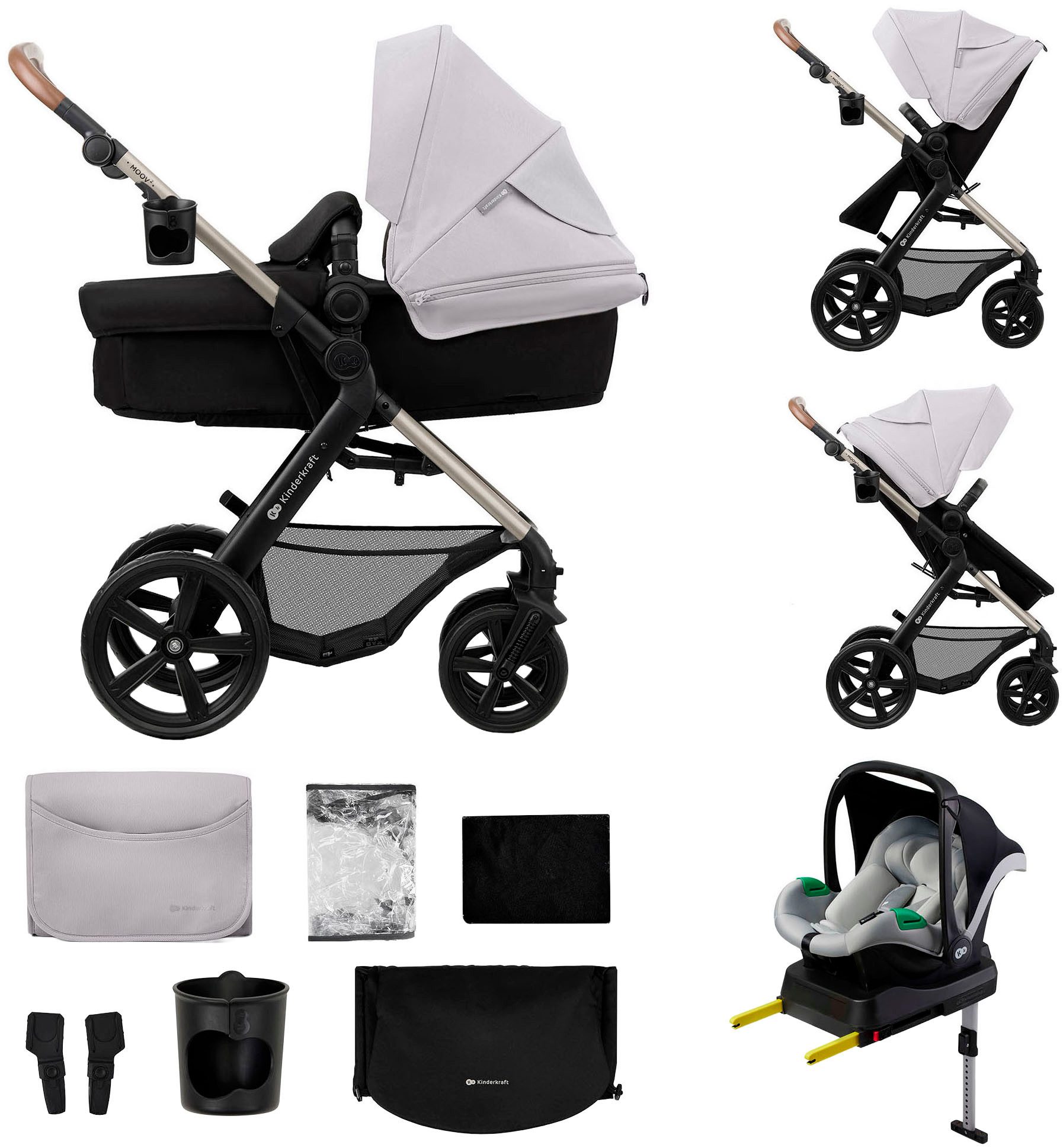 Kinderkraft Kombi-Kinderwagen MOOV 2 4in1 EVA, (Set), mit EVA-Rädern
