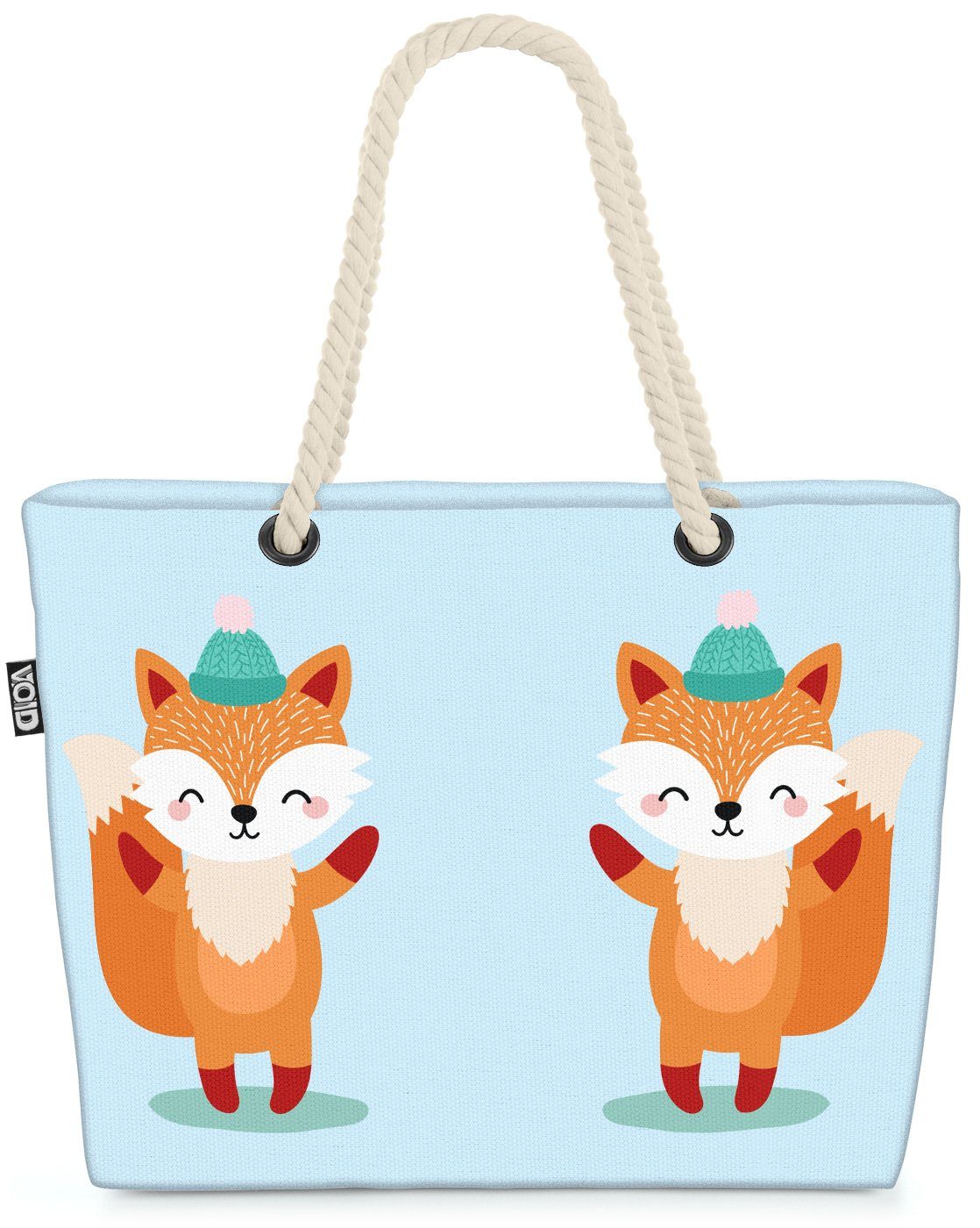 VOID Strandtasche (1-tlg), Fuchs Tierkinder Beach Bag Kinderzimmer Kinder Tiere Winter Weihnachten Baby