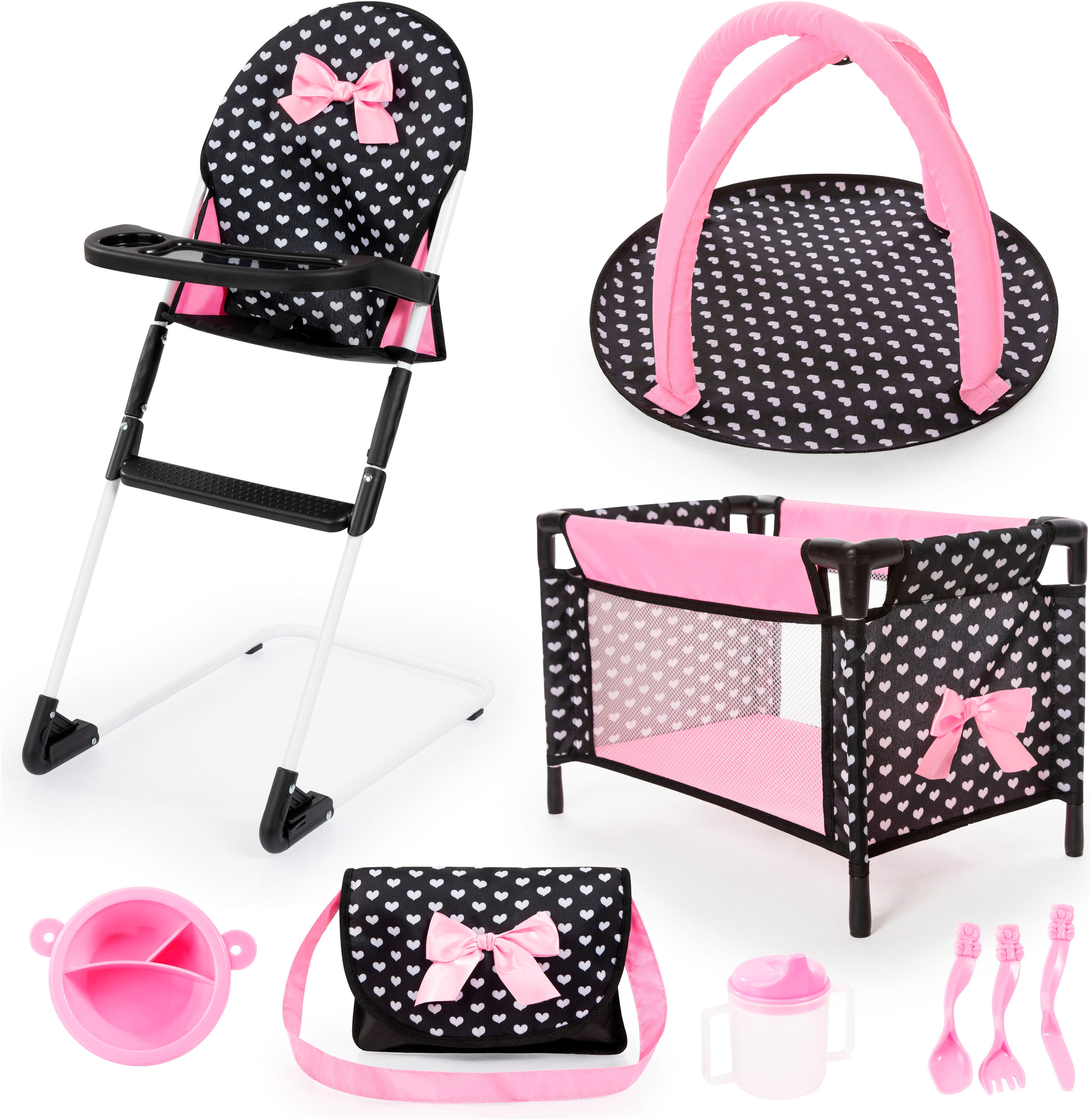 Bayer Puppenmöbel Puppen-Reisebett (Set), mit Hochstuhl, Spielbogen und Zub günstig online kaufen