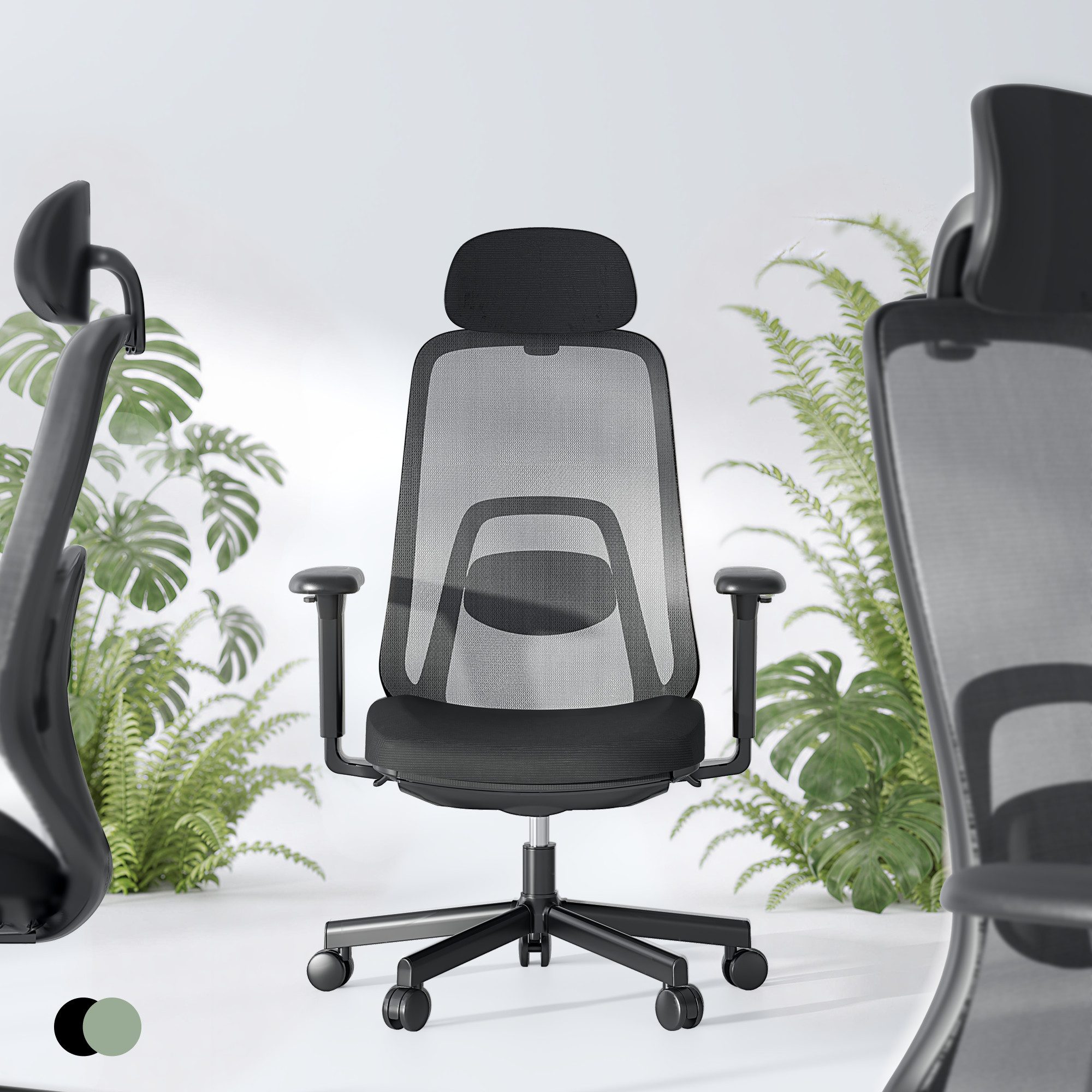 FLEXISPOT Bürostuhl Ergonomischer Bürostuhl Premium mit Fußstütze und 10D-Lordosenstütze (Synchronmechanik bis 135°, 2D-Kopfstütze), Höhenverstellbarer Schreibtischstuhl für Homeoffice & Büro
