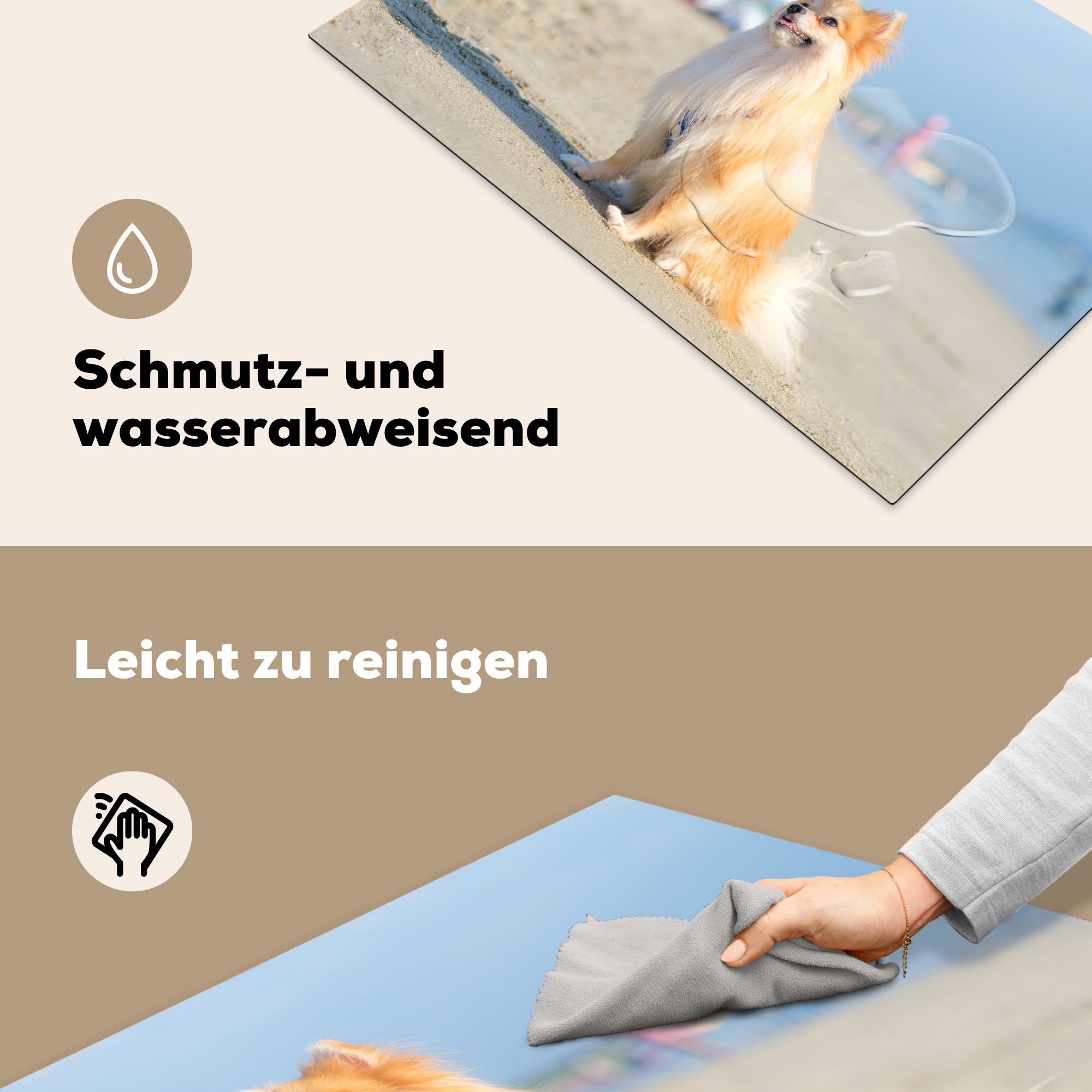 tlg), Induktionskochfeld MuchoWow cm, Strand, küche, die Schutz Vinyl, am für Herdblende-/Abdeckplatte Ceranfeldabdeckung (1 81x52 Pomeranian