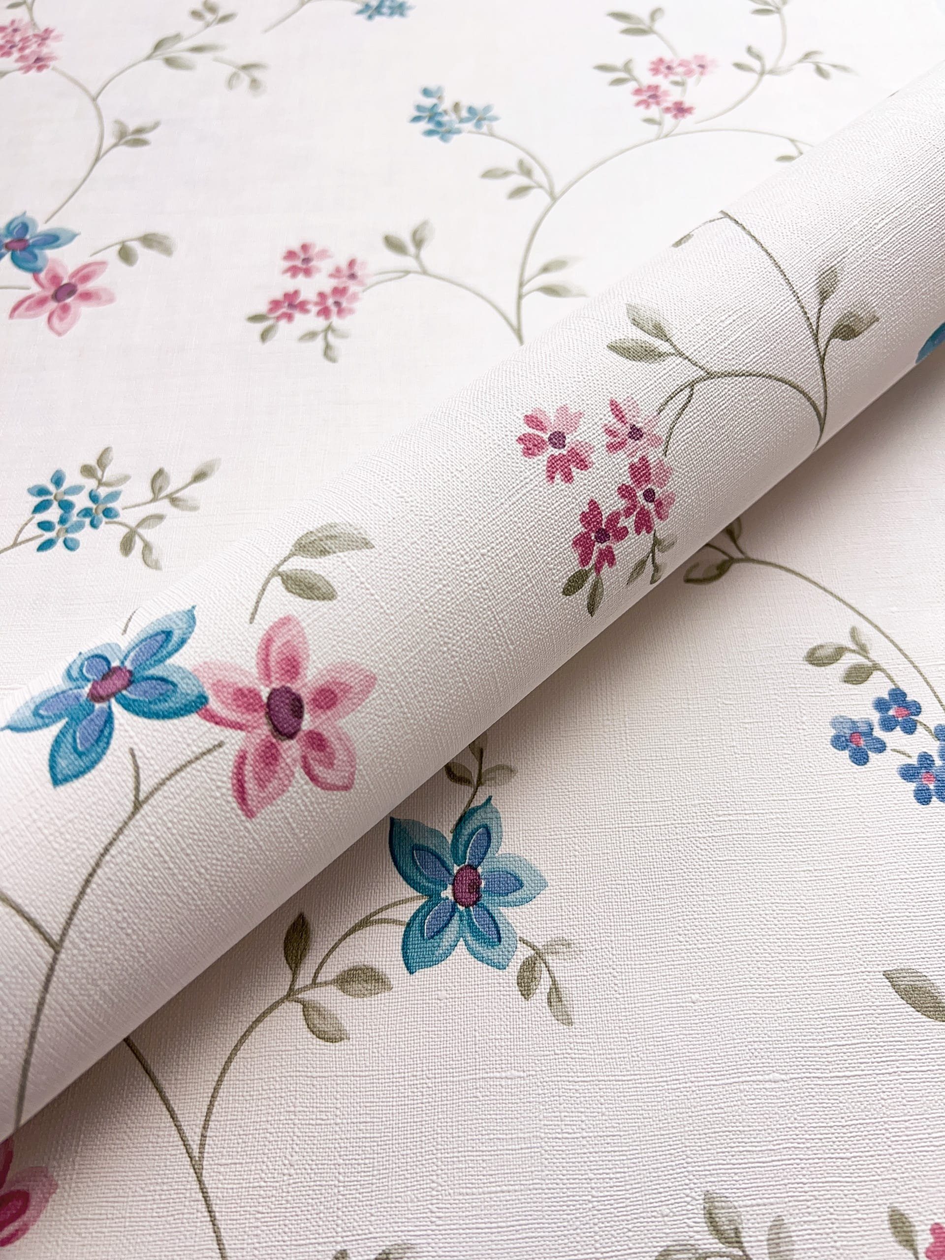 Newroom Vliestapete, Blau Tapete Floral Blumen - Vintage Blumentapete Rosa günstig online kaufen