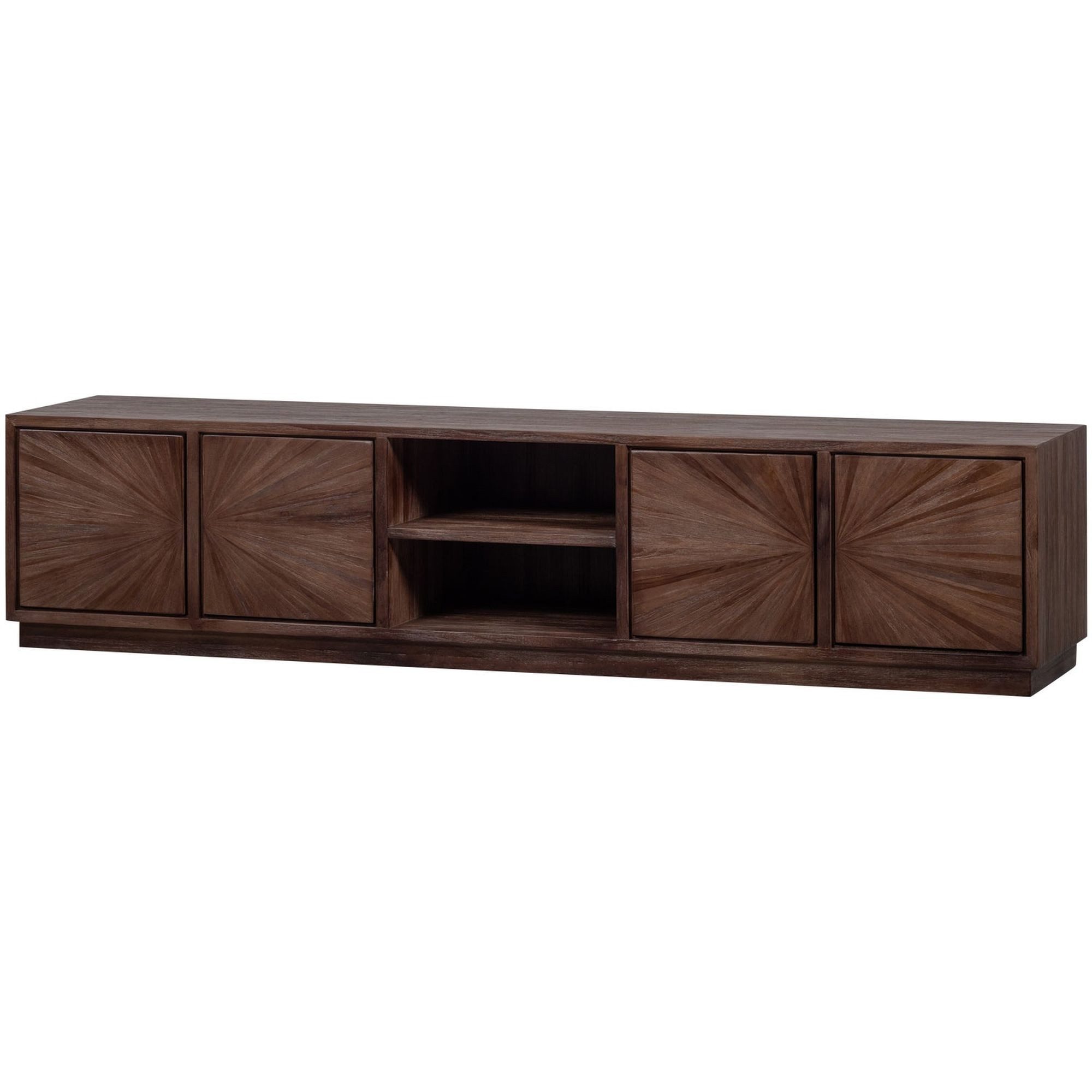 WOOOD TV-Board Sun mit offenem Fach - recyceltem Teakholz - 200 cm breit, Braun, Luxuriöses und modernes TV-Möbel