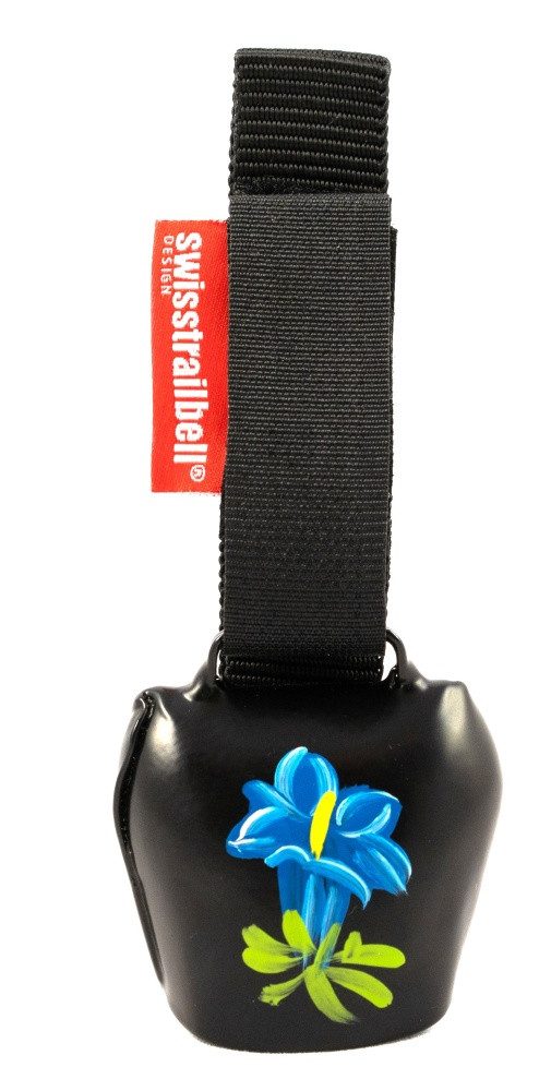 swisstrailbell Fahrradklingel Deep Black mit Alpen Enzian, Trailbell, Bear Bell