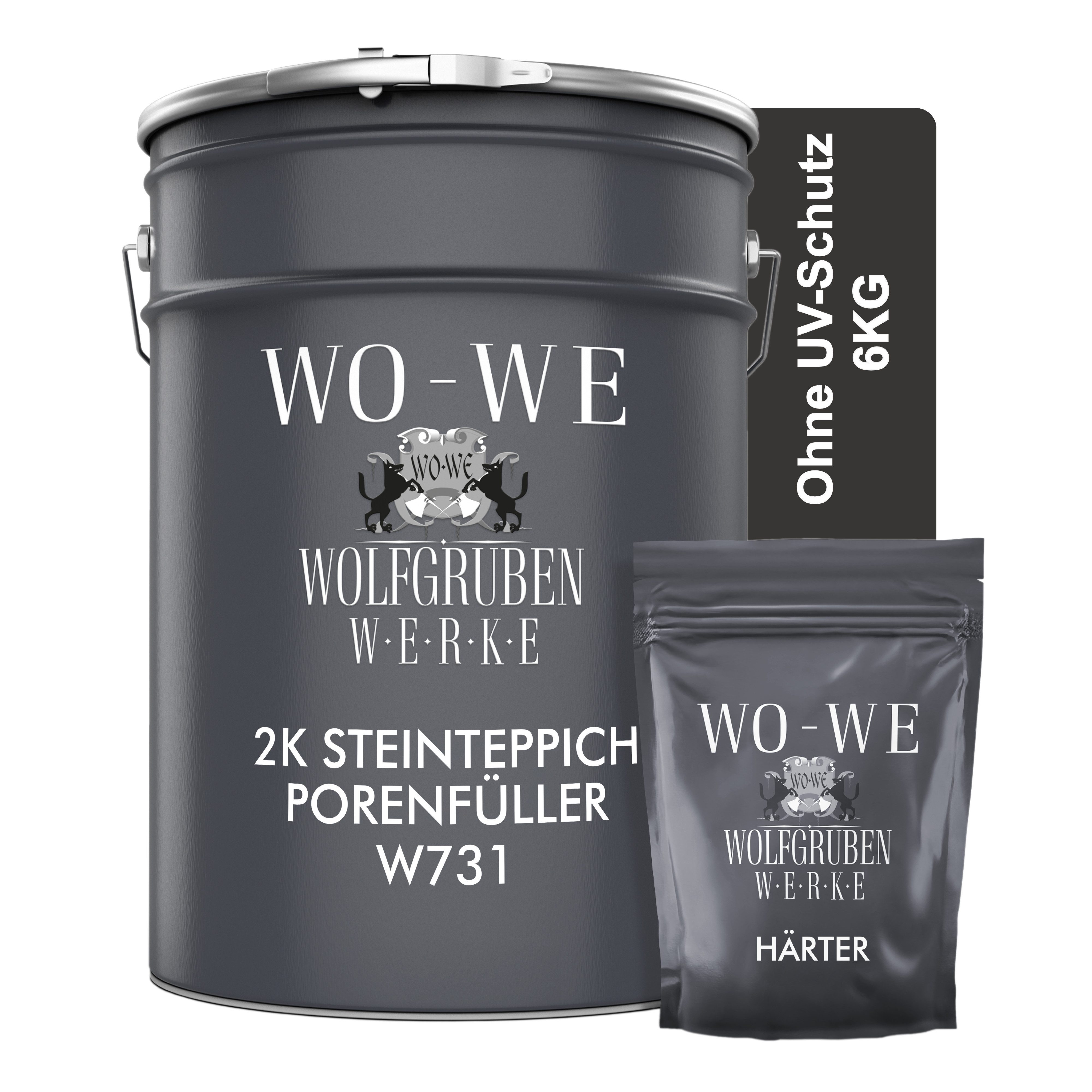 WO-WE 2K Epoxidharz Steinteppich Porenfüller W731 Naturstein-Imprägnierung (Set), 3-9Kg, Farblos mit Uv-schutz