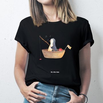 Mr. & Mrs. Panda T-Shirt Pinguin Angelboot - Schwarz - Geschenk, T-Shirt mit Spruch, Nachthemd (1-tlg)