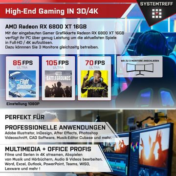 SYSTEMTREFF Gaming-PC-Komplettsystem (24", AMD Ryzen 5 5600X, Radeon RX 6800 XT, 16 GB RAM, 1000 GB SSD, Windows 11, WLAN)