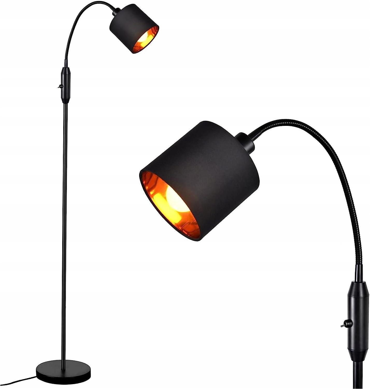 Stehlampe Schwarz Vintage Stehleuchte mit Kippschalter Stoff Bogen Modern