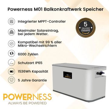 POWERNESS Balkonkraftwerk Speicher POWERNESS M01 1536Wh Solar Powerbank