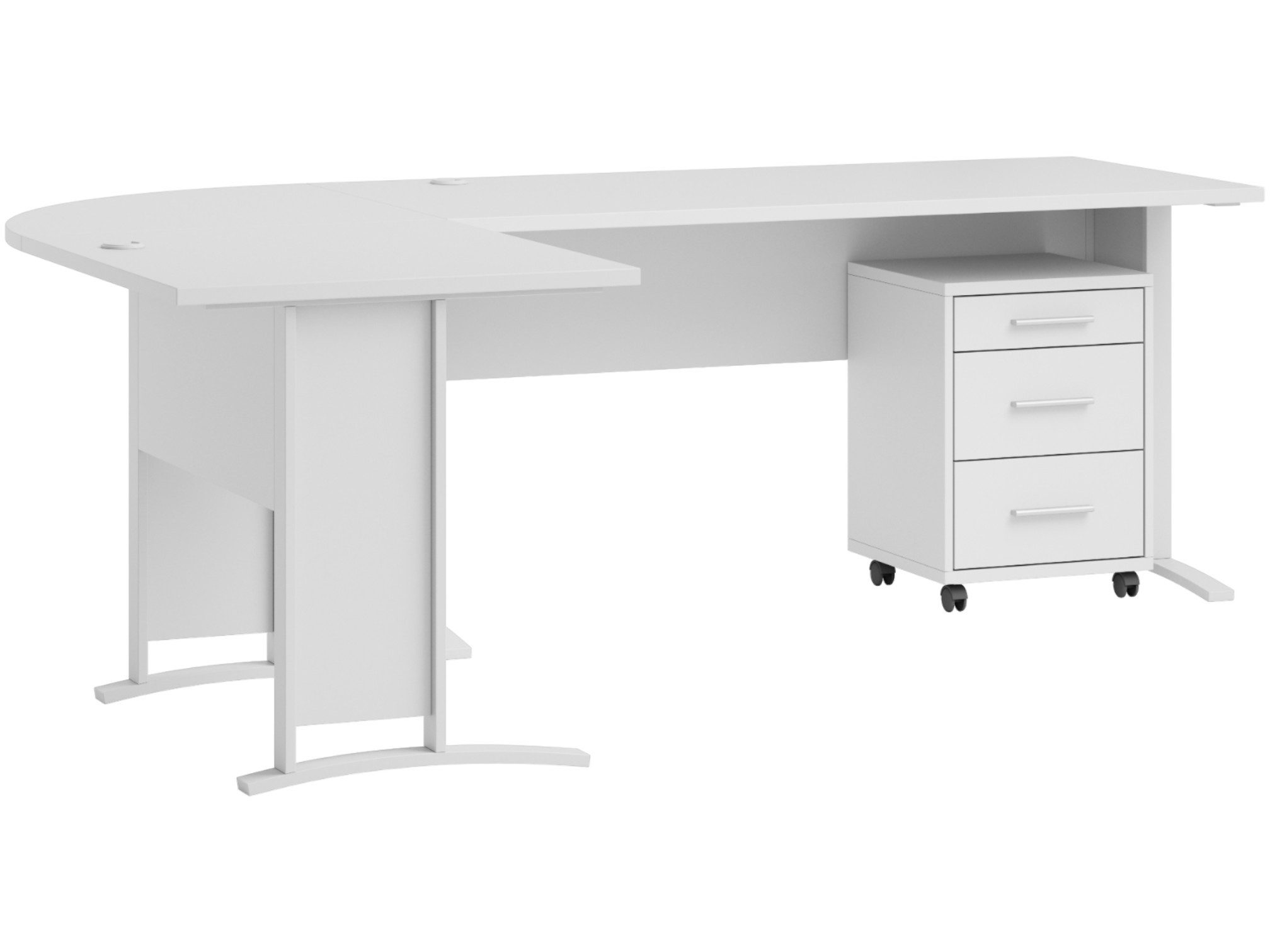 moebel-dich-auf Eckschreibtisch OFFICE LINE (Winkelschreibtisch, inkl. Rollcontainer), in weiß, wechselseitig montierbar