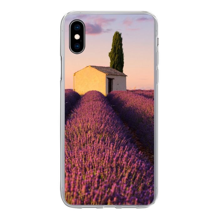 MuchoWow Handyhülle Reihen von lila Lavendel Handyhülle Apple iPhone Xs Smartphone-Bumper Print Handy
