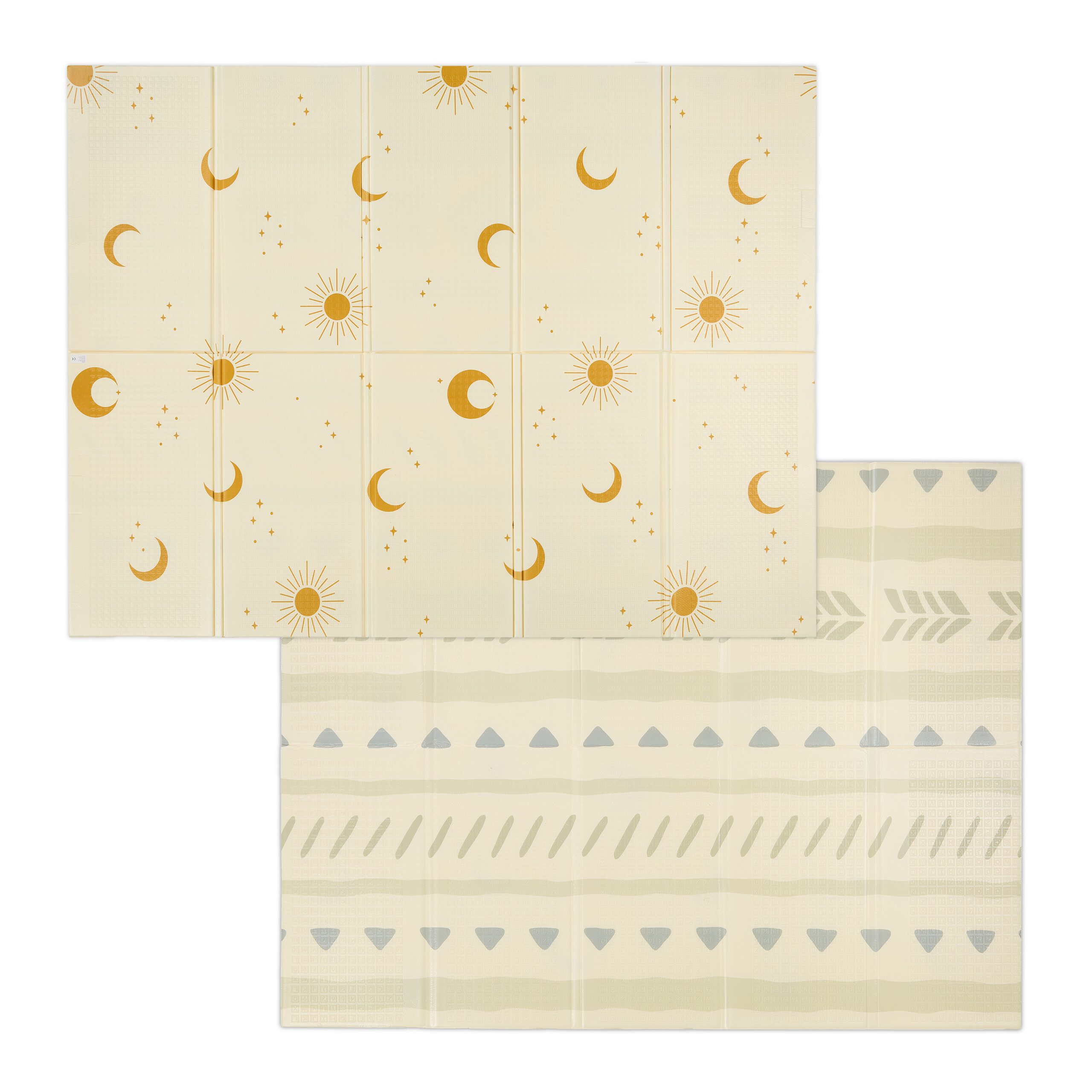 relaxdays Spielmatte Faltbare Spielmatte Sonne, Mond & Muster (1-St), A