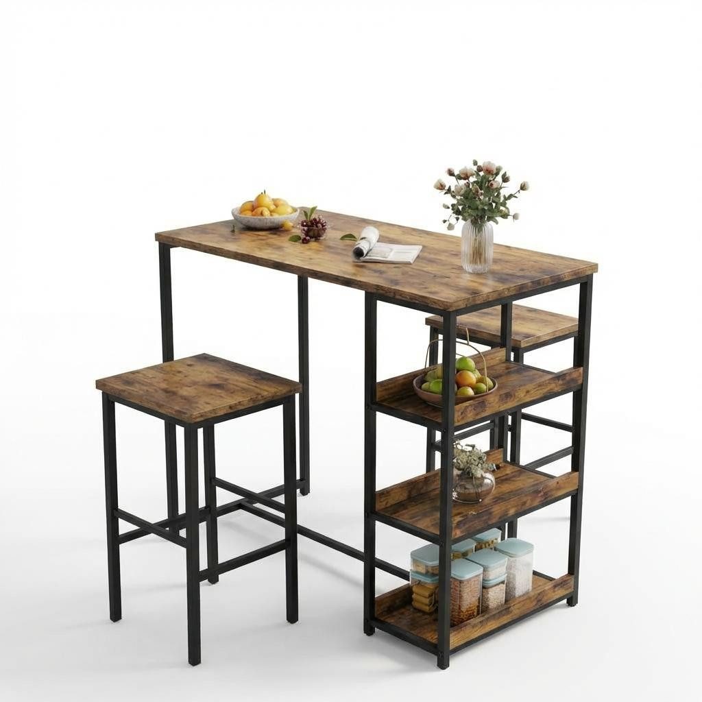 GarveeMore Essgruppe Esstisch mit 2 Stühlen Bartisch Küchentisch für Küche & Esszimmer