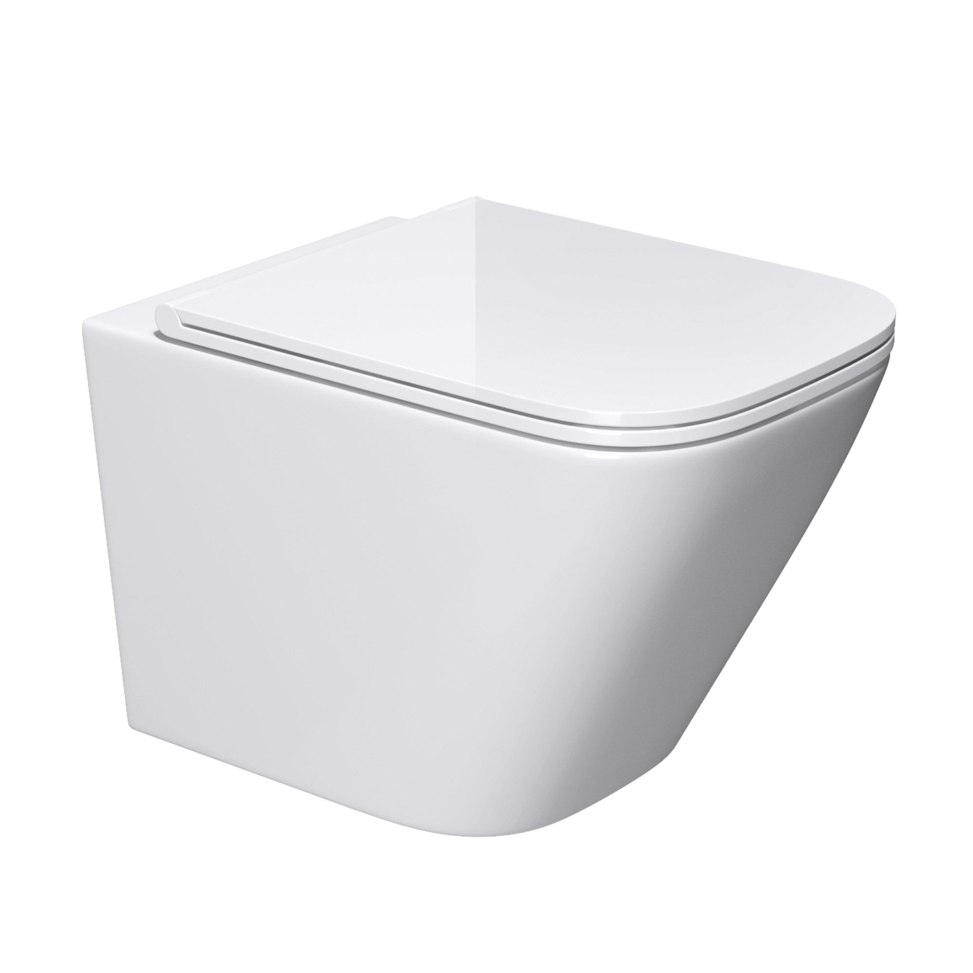 Mai & Mai Tiefspül-WC Hänge-WC Wand WC aus Keramik spülrandloses - Softclose Sitz, Wandhängend, Toilette wandhängend inklusive WC-Sitz