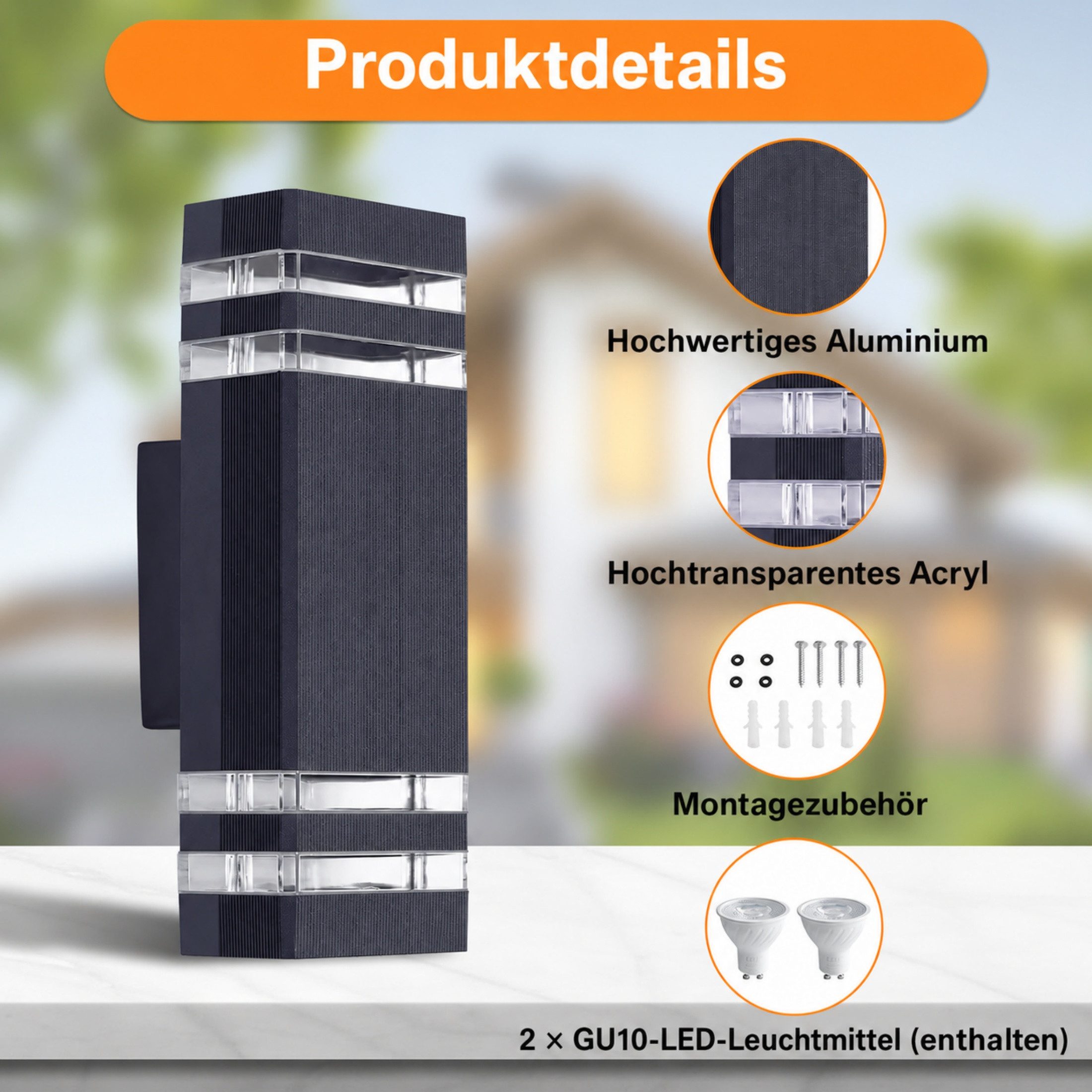 Blossom LED Wandleuchte Wandlampe LED Außenwandleuchte Up Down Leuchten IP65 3000 K Aluminium, Anthrazit, für Garten, Terrasse & Balkon – Bild 5 von 5