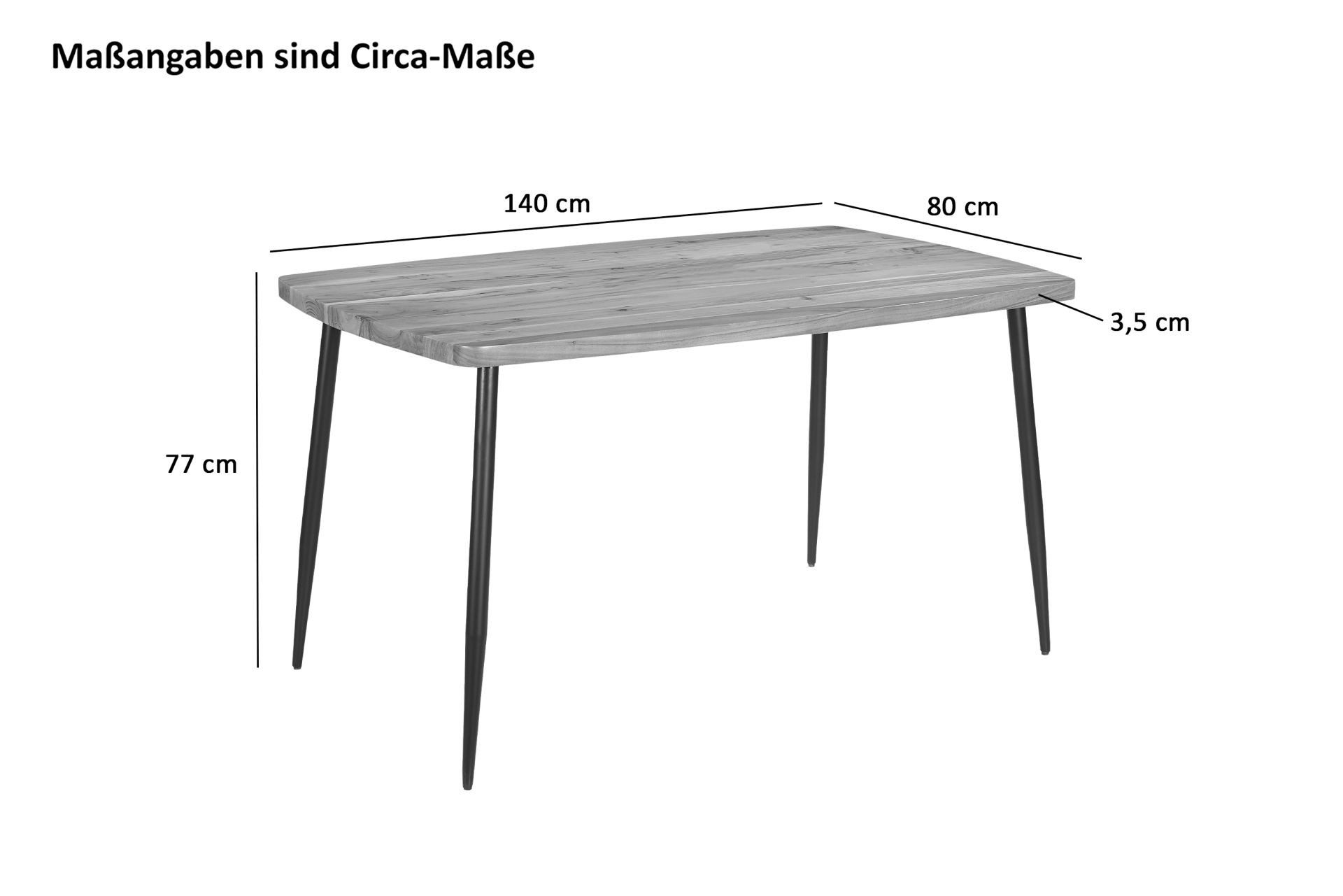 SAM® Esstisch Inni, Akazienholz, gerade Kante, konisches Vierfuß-Gestell Metall