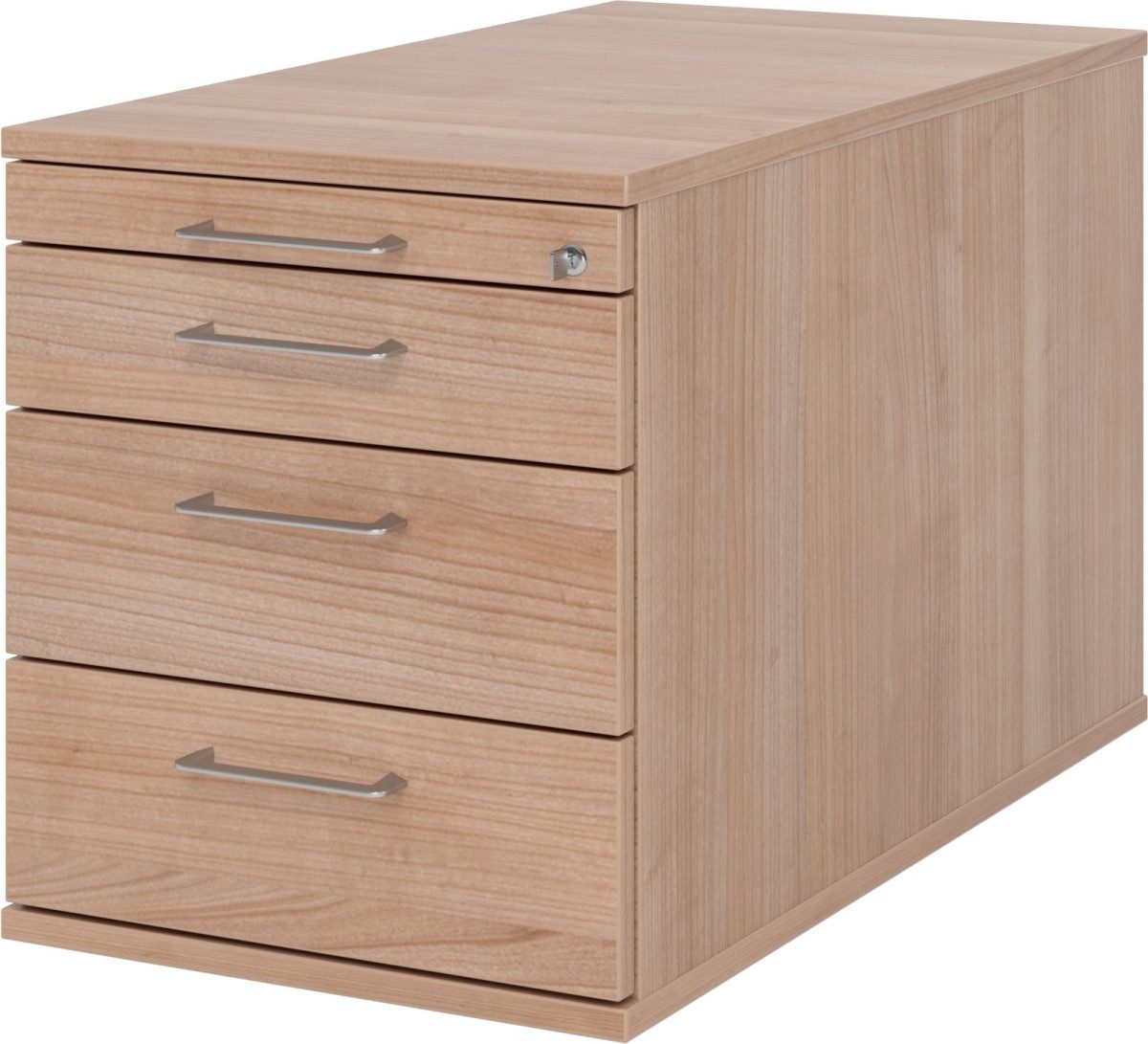 HAMMERBACHER Container Rollcontainer 80cm 3 Schub Schloss Bügelgriff Nussbaum