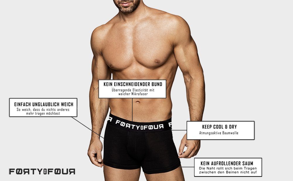 S Qualität Passform Männer Herren 8er Unterhosen Pack) (Vorteilspack, 7XL Baumwolle 717b-schwarz FortyFour perfekte - Premium Boxershorts