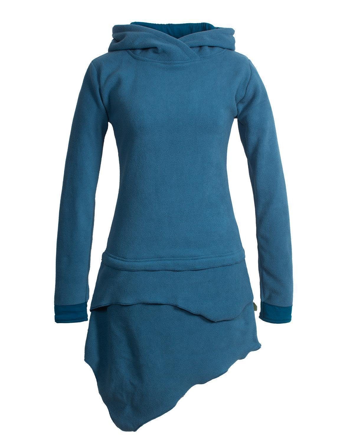 Vishes Midikleid Asymmetrisches Kapuzen-Kleid aus Recycling-Fleece günstig online kaufen