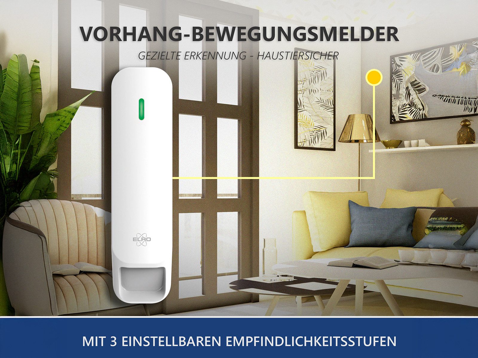 Elro Bewegungsmelder, Vorhang Bewegungsmelder für ELRO AS98S Home2 Alarmsystem, Höhe 13,2cm