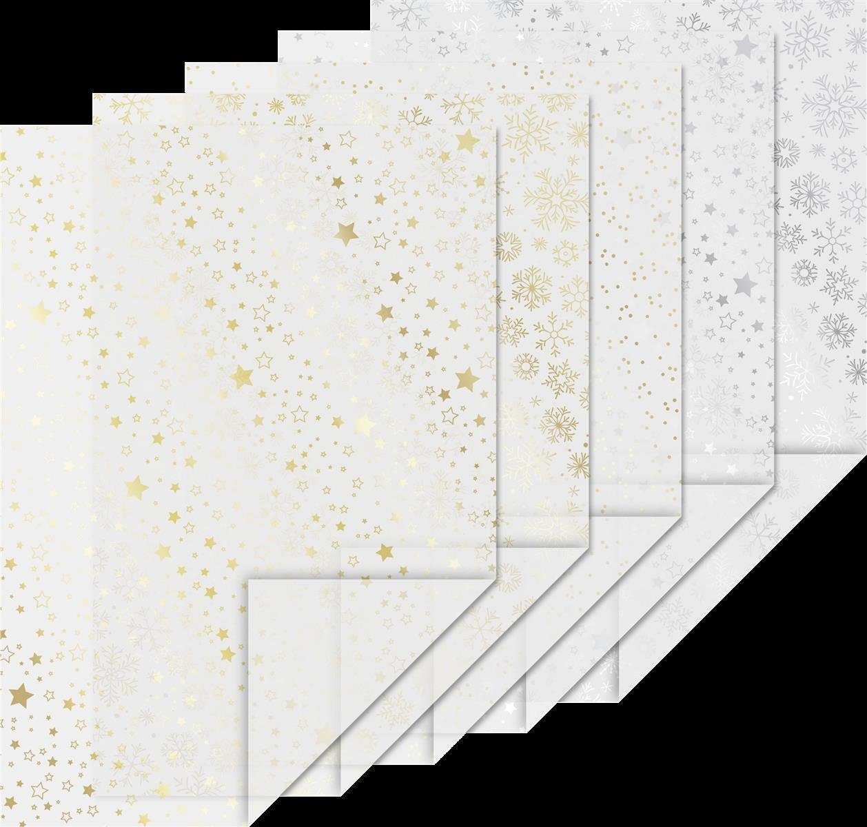 Heyda Transparentpapier Transparentpapier-Set Weihnachten „Sternenglanz“ A4 10 Blatt 115 g/m²