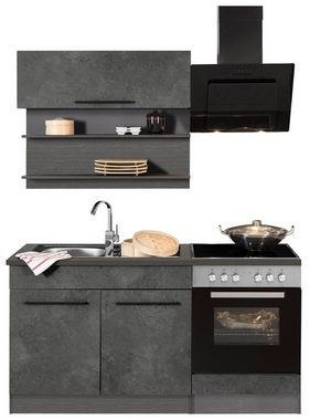 HELD MÖBEL Küchenzeile Tulsa, Breite 160 cm, schwarze Metallgriffe, hochwertige MDF Fronten