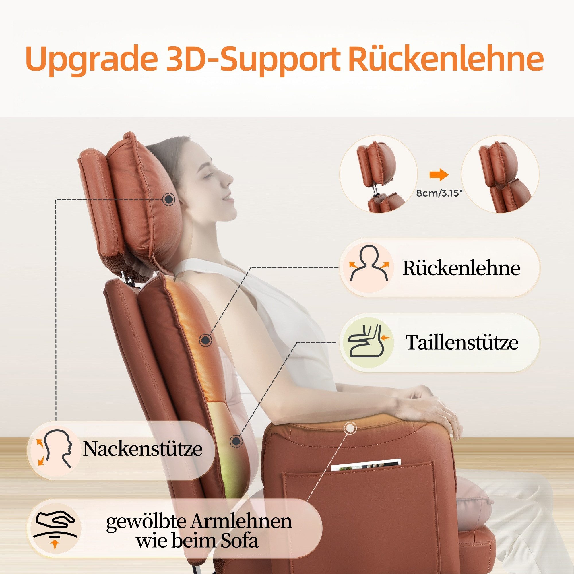 IWMH Bürostuhl Ergonomisch PU-Leder Chefsessel (Höhenverstellbar Schreibtis günstig online kaufen
