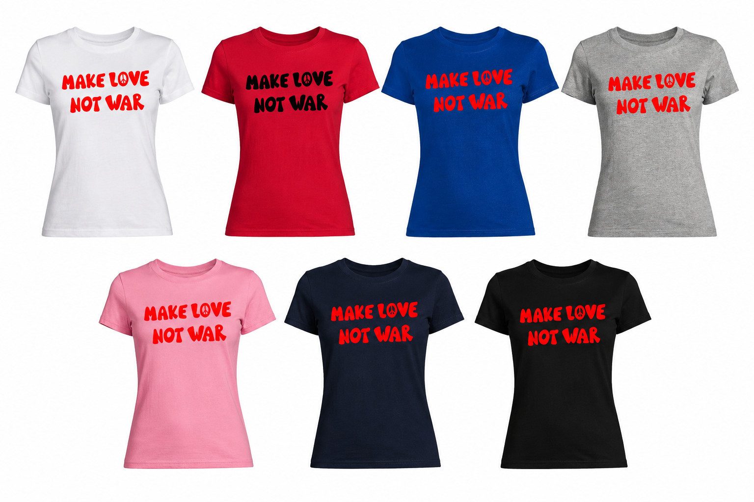 T-Shirt Make Love Not War Damen T Shirt Print Rundhals Baumwolltop
