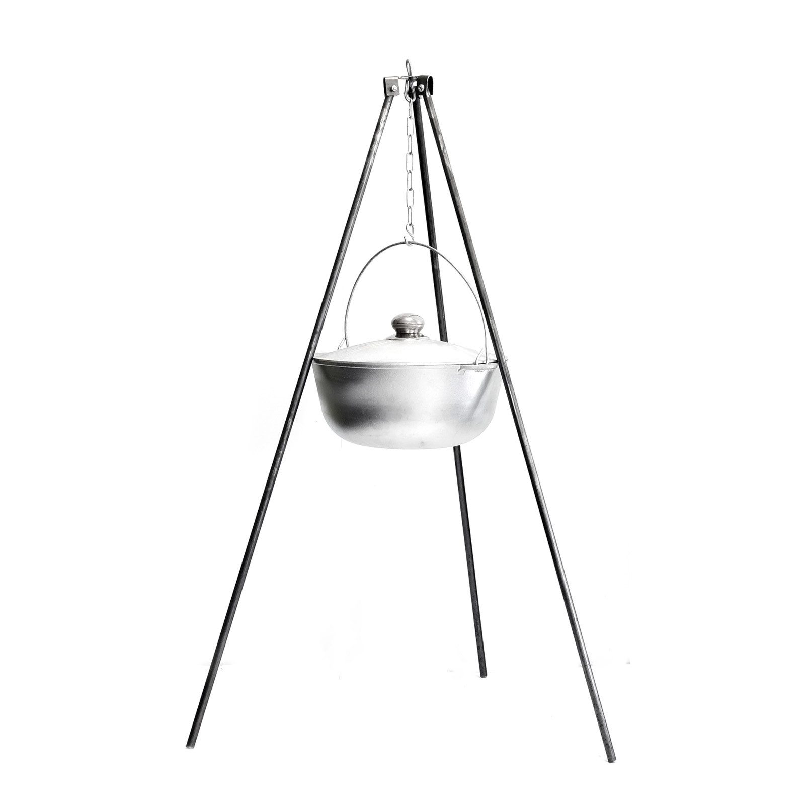 BIG-PAN Schmortopf Kasan 2 L Aluminium Dreibein Schwenktopf Kazan, Aluminium (Gulaschkessel Outdoor Kazan mit Bügel und Deckel)
