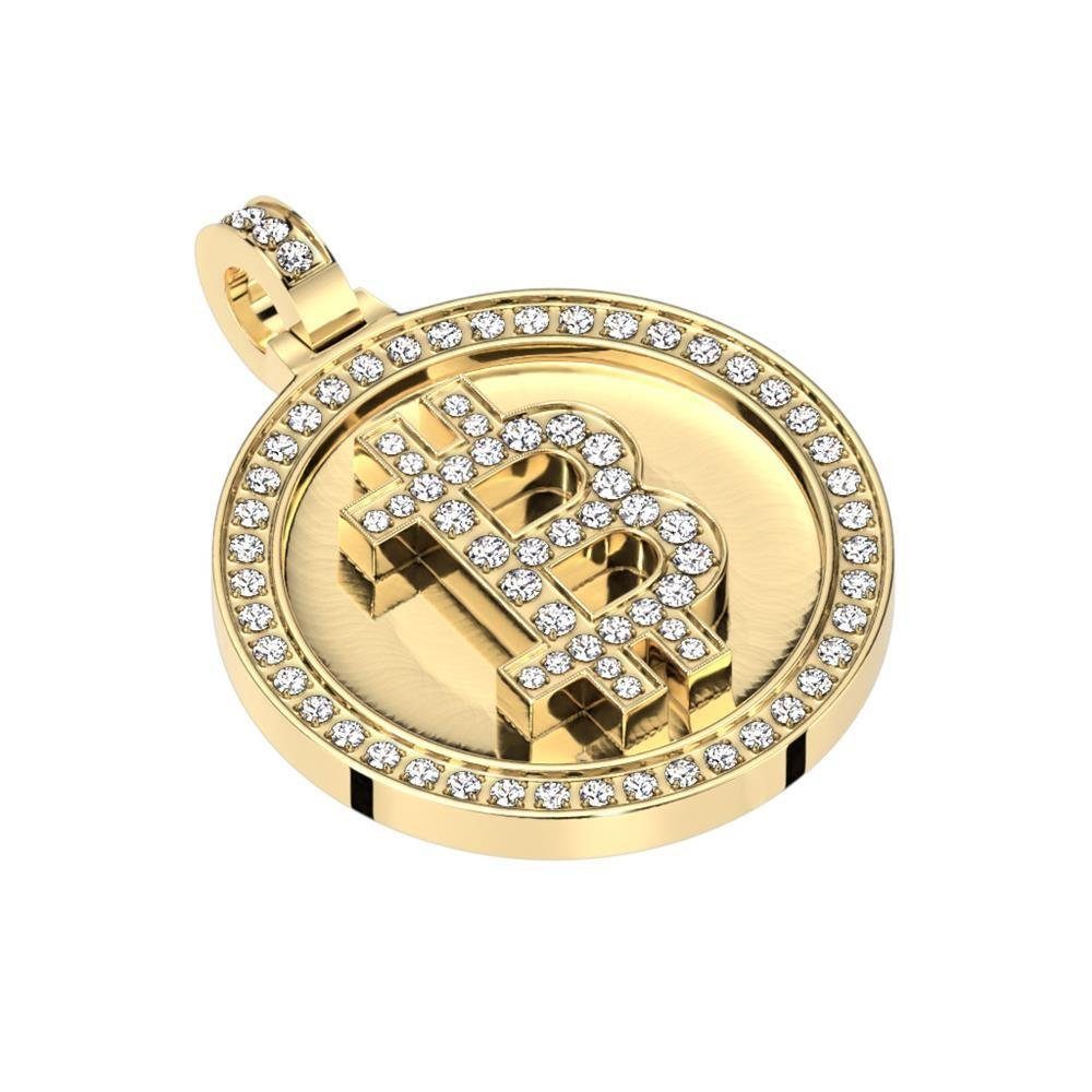 BUNGSA Anhänger Set Anhänger Bitcoin Gold und Kristalle aus Edelstahl Unisex (1-tlg), Pendant Halsketten