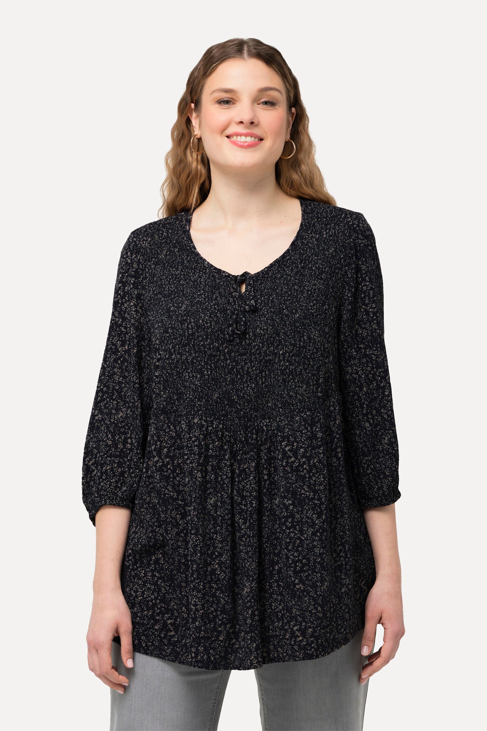 Ulla Popken Druckbluse Smokbluse Punkte A-Linie günstig online kaufen