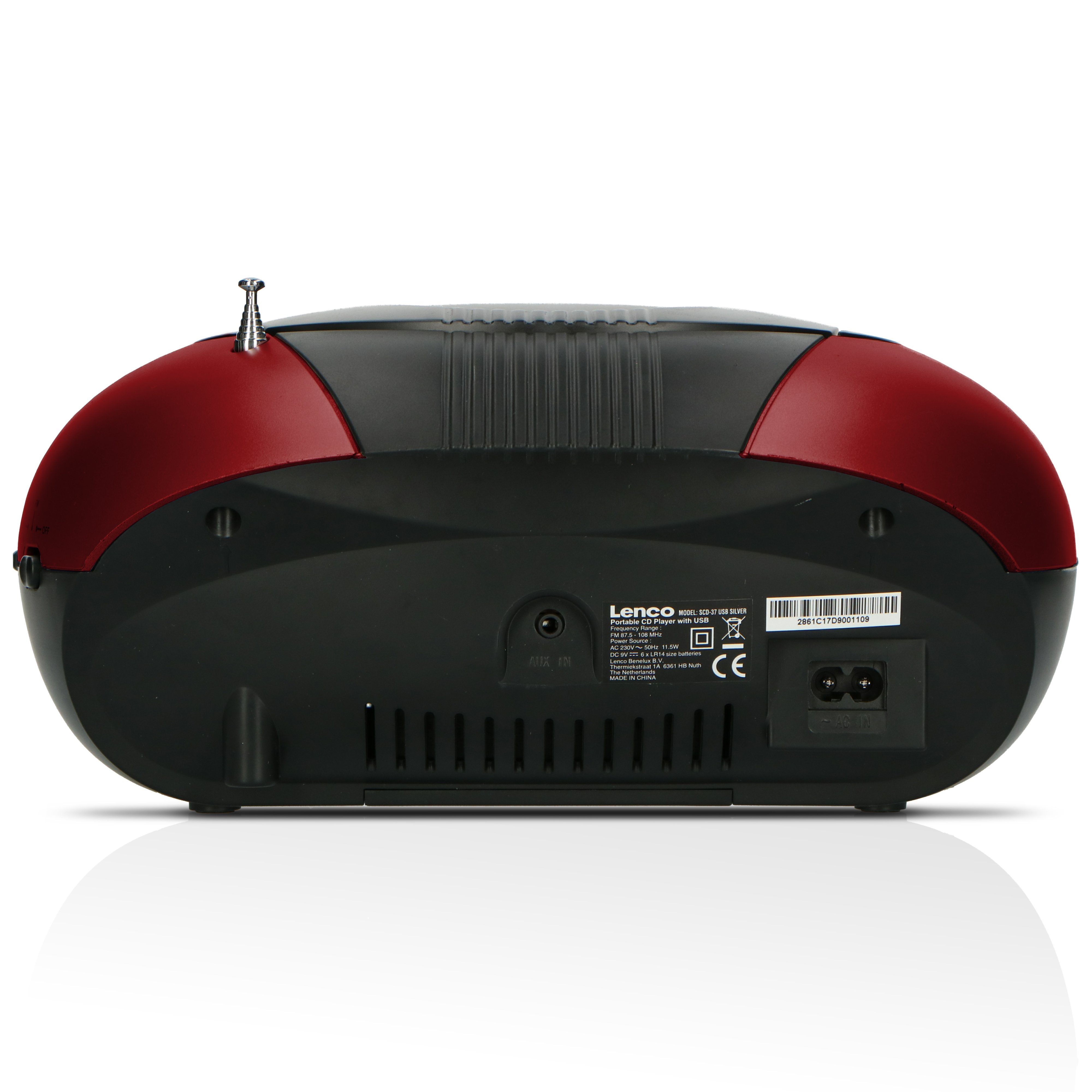 SCD-37 Red USB (FM) CD-Radiorecorder Lenco Rot-Schwarz