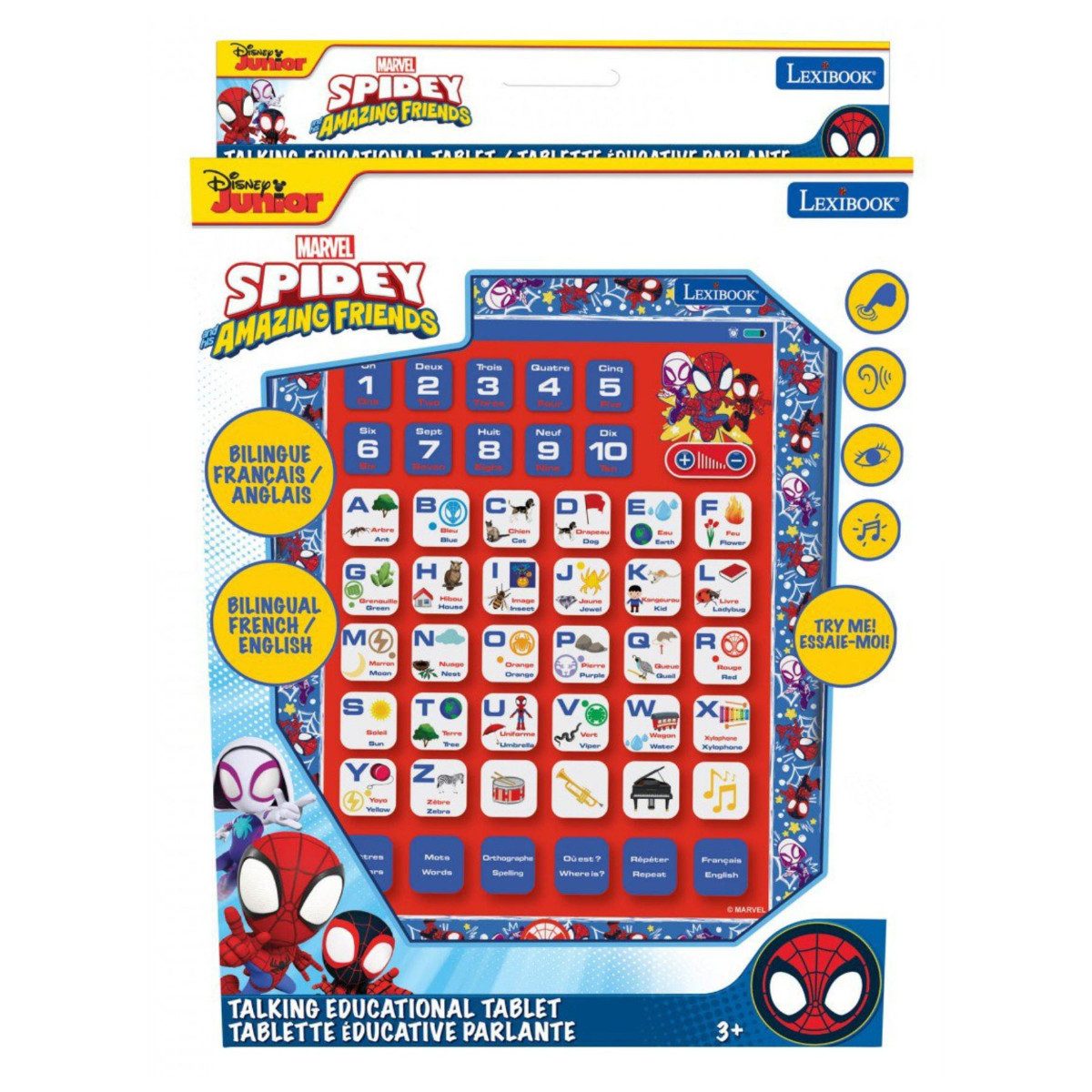 Spiderman Lernspielzeug - Lerncomputer Kinder Laptop mit 62 Übungen Denkspiel Rechenspiel (1-St)