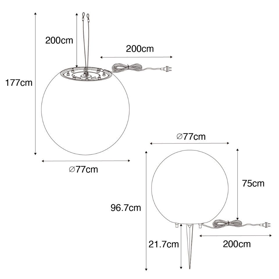 Qazqa Außen-Stehlampe Nura, Dimmbar, LED wechselbar, Extra-Warmweiß, QAZQA Außen Boden­leuchte, e27, Weiß, Kunststoff, Modern