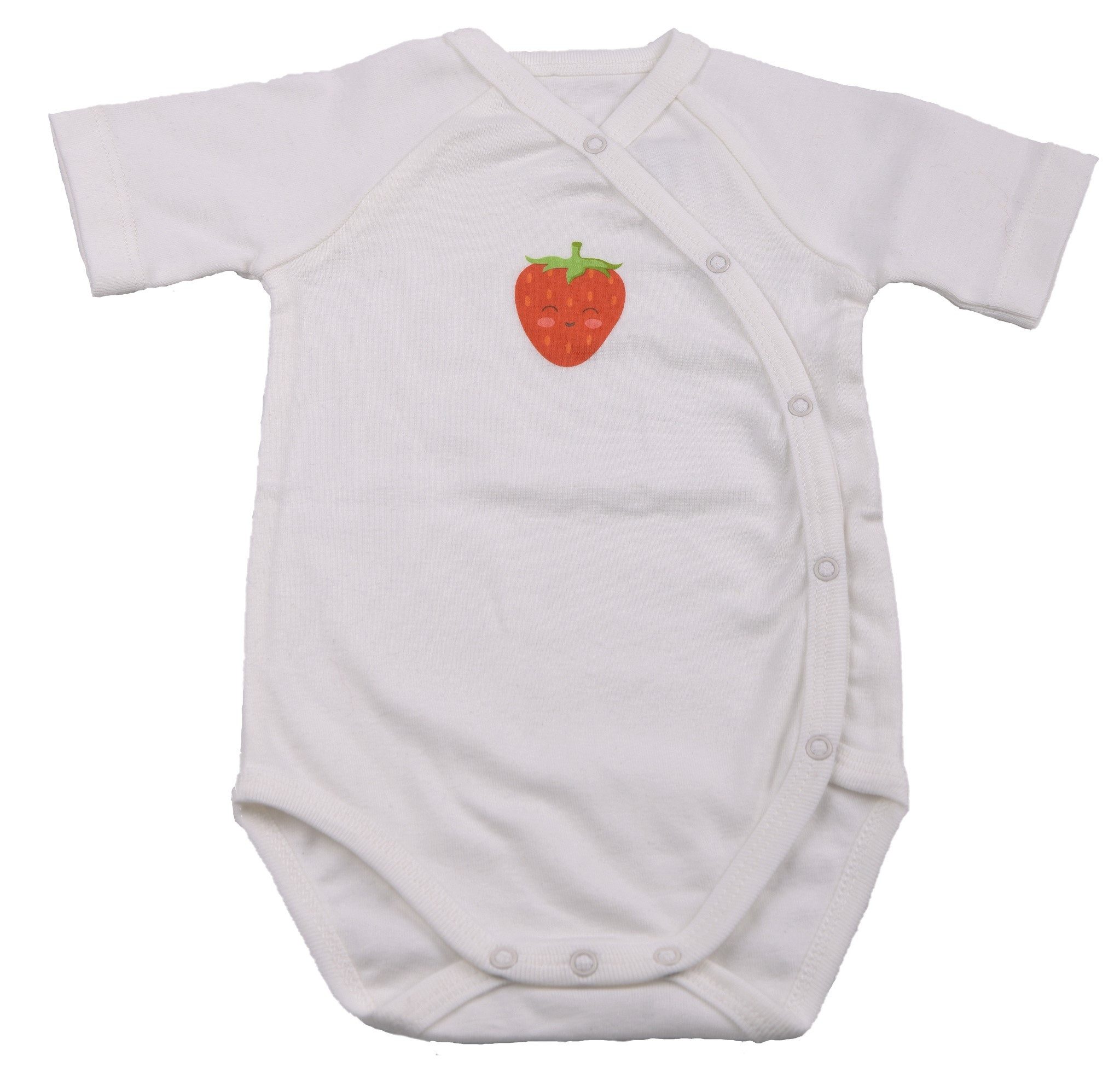 El Puente Strampler Babybody "Funny Strawberry", Größe 74/80, Handmade, Bio Fair Trade