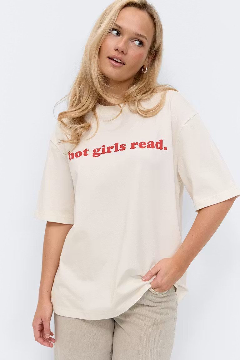 Gina Tricot Kurzarmshirt - Oversize T-Shirt - Baumwollshirt mit Print - Damen T-Shirt