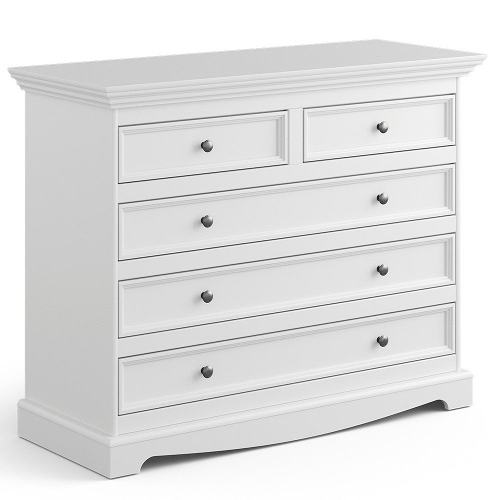 Lomadox Kommode BORMIO-163, Massivholz, weiß, 112 cm breit