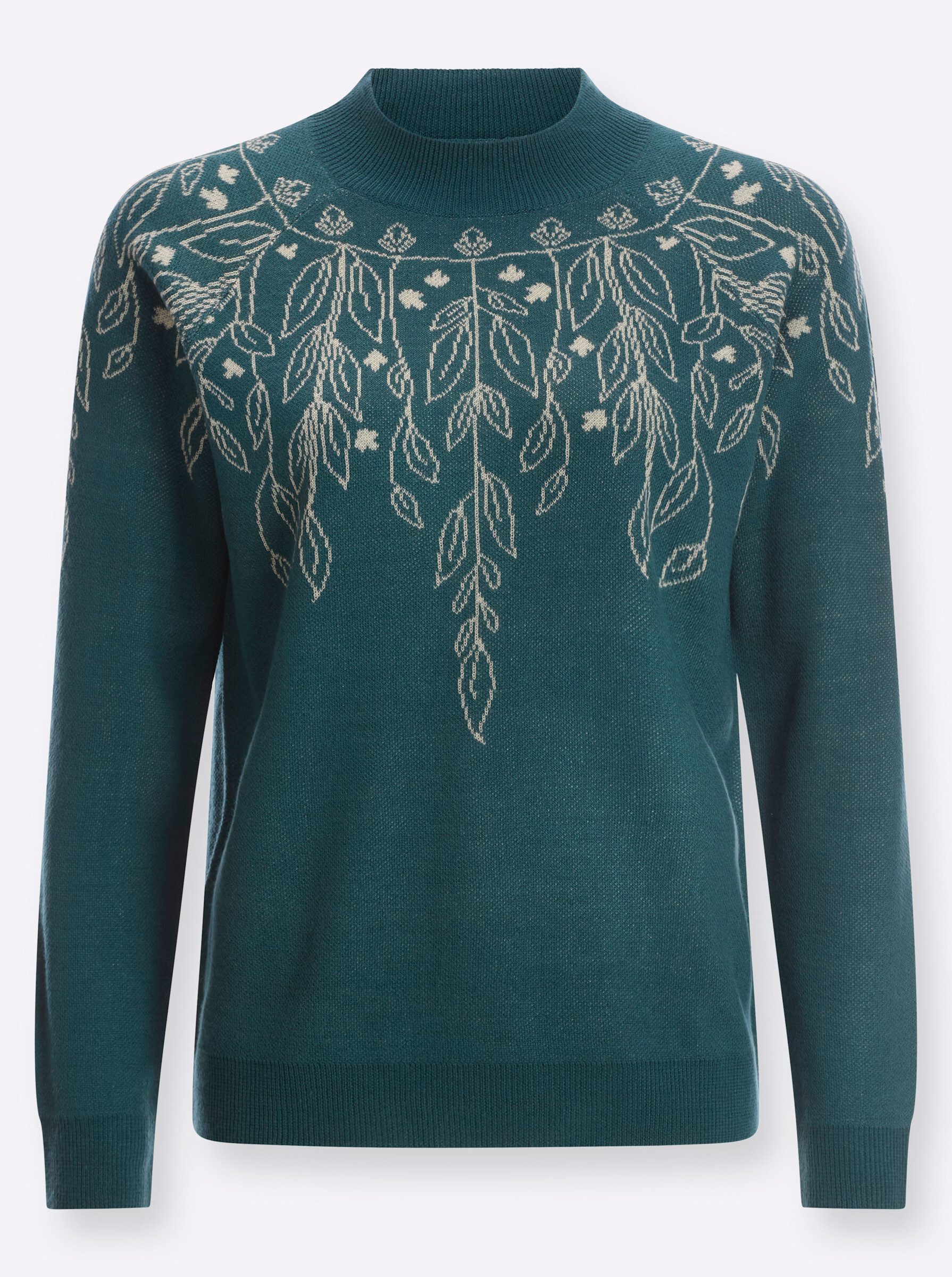 Strickpullover Stehkragen-Pullover Langarm Jacquard