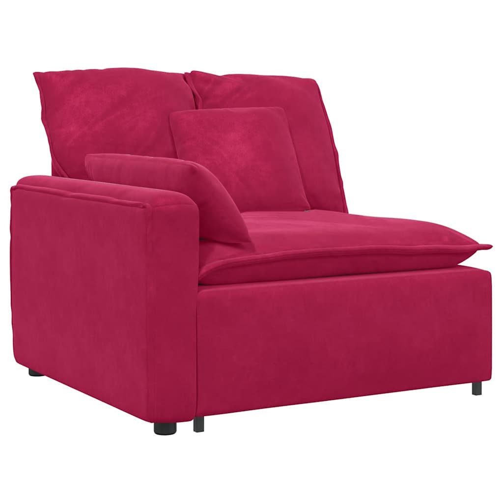 vidaXL Sofaelement Modulares Sofa Endmodul mit Armlehne Kissen Weinrot 100 cm