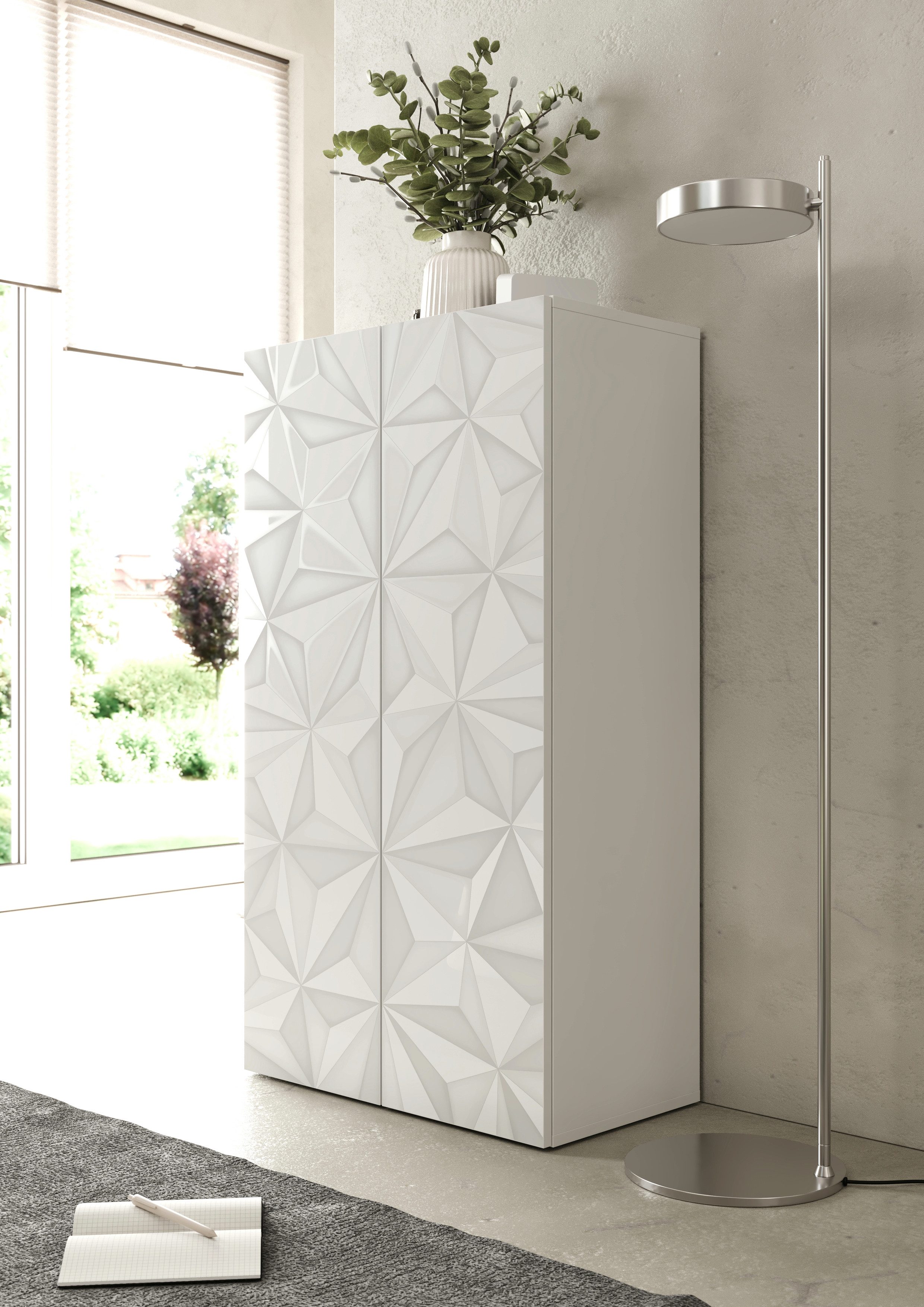 Home affaire Aktenschrank Prisma, Breite 63 cm, Höhe 114 cm, 2 Türen (2 Einlegeböden) Büroschrank, Mehrzweckschrank, Front mit Siebdruck